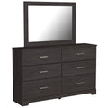 Cyme 2Pc Dresser And Mirror Set 6 Drawers W Handles Charcoal Black