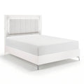 Cyna Queen Size Bed Chenille Tufted Headboard And Led Lighting White