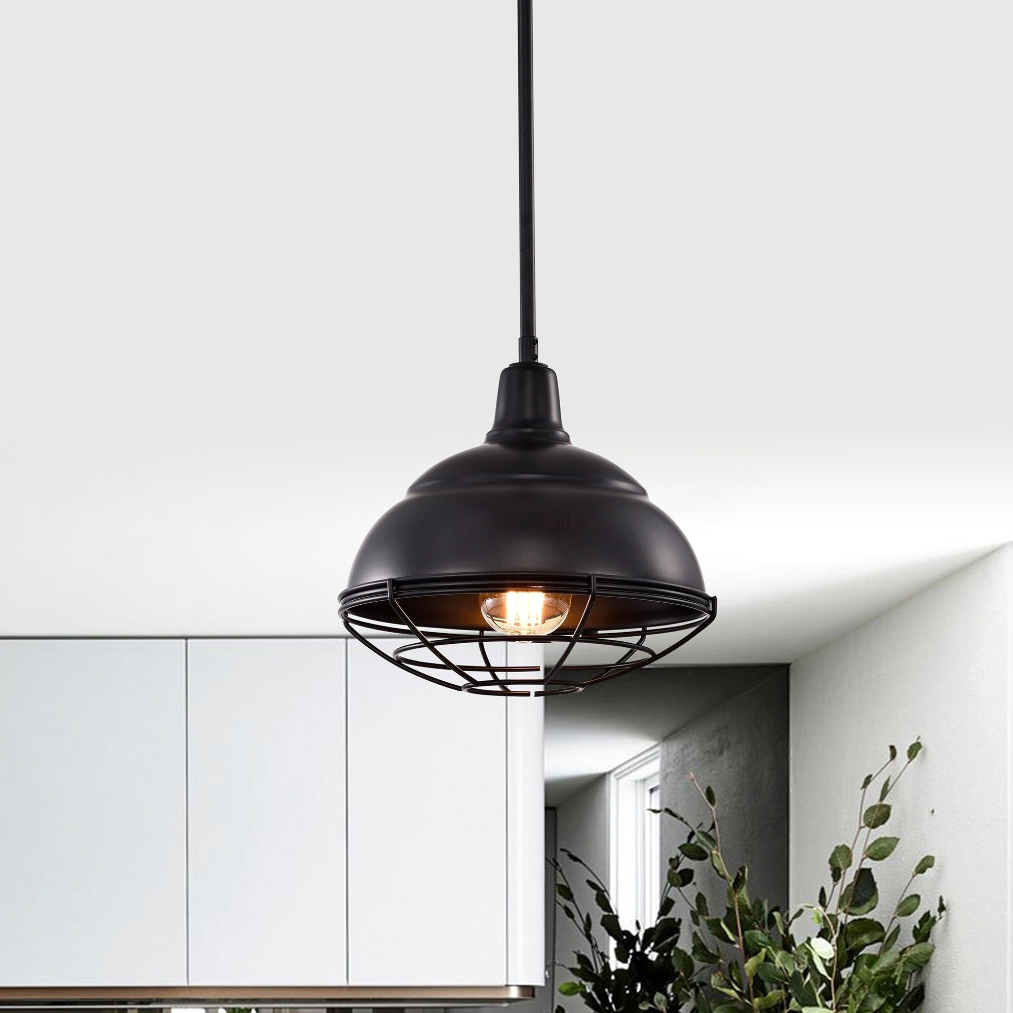 Cynthia Matte Black 1 Light Bowl Metal Shade Pendant Light