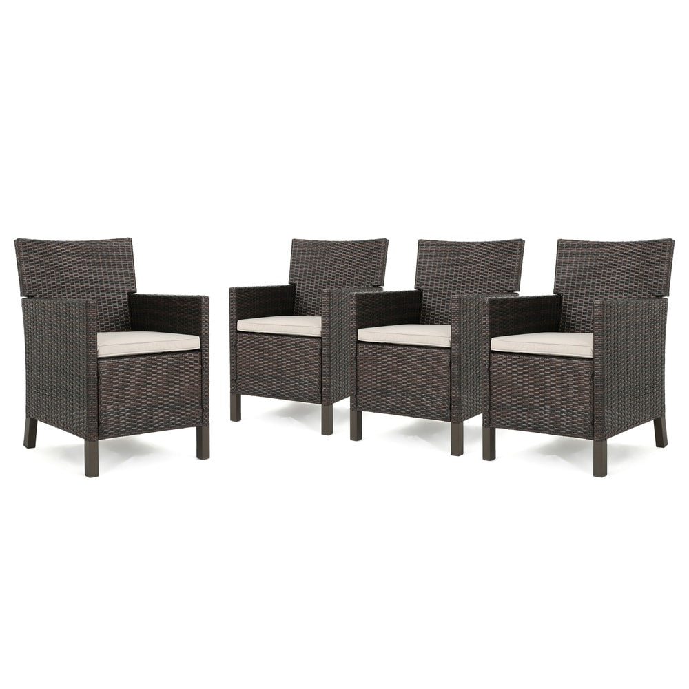 Cypress Outdoor Wicker Dining Chair With Cushions Set Of 4 By Christopher Knight Home