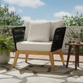 Cypress Teak Wood Outdoor Arm Chair With Black Rope Design