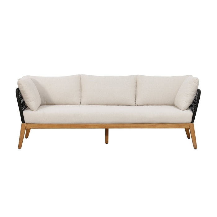 Cypress Teak Wood Sofa With Black Color Rope Design