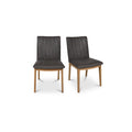 Cyrus Dining Chair Slim Solid Oak Frame With Top Grain Leather Curved Backrest Brown Set Of 2