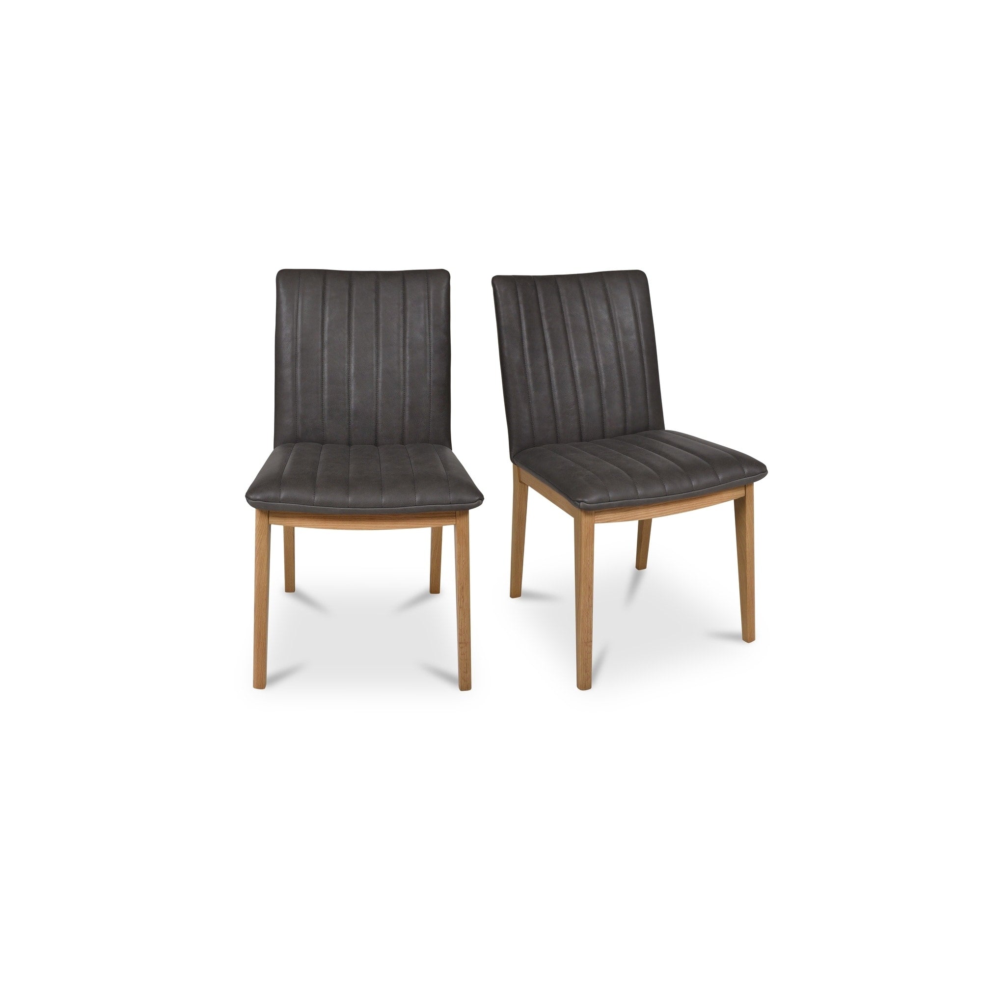 Cyrus Dining Chair Slim Solid Oak Frame With Top Grain Leather Curved Backrest Brown Set Of 2