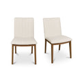 Cyrus Dining Chair Solid Oak Frame Polyester Upholstery Curved Backrest Cream Set Of 2