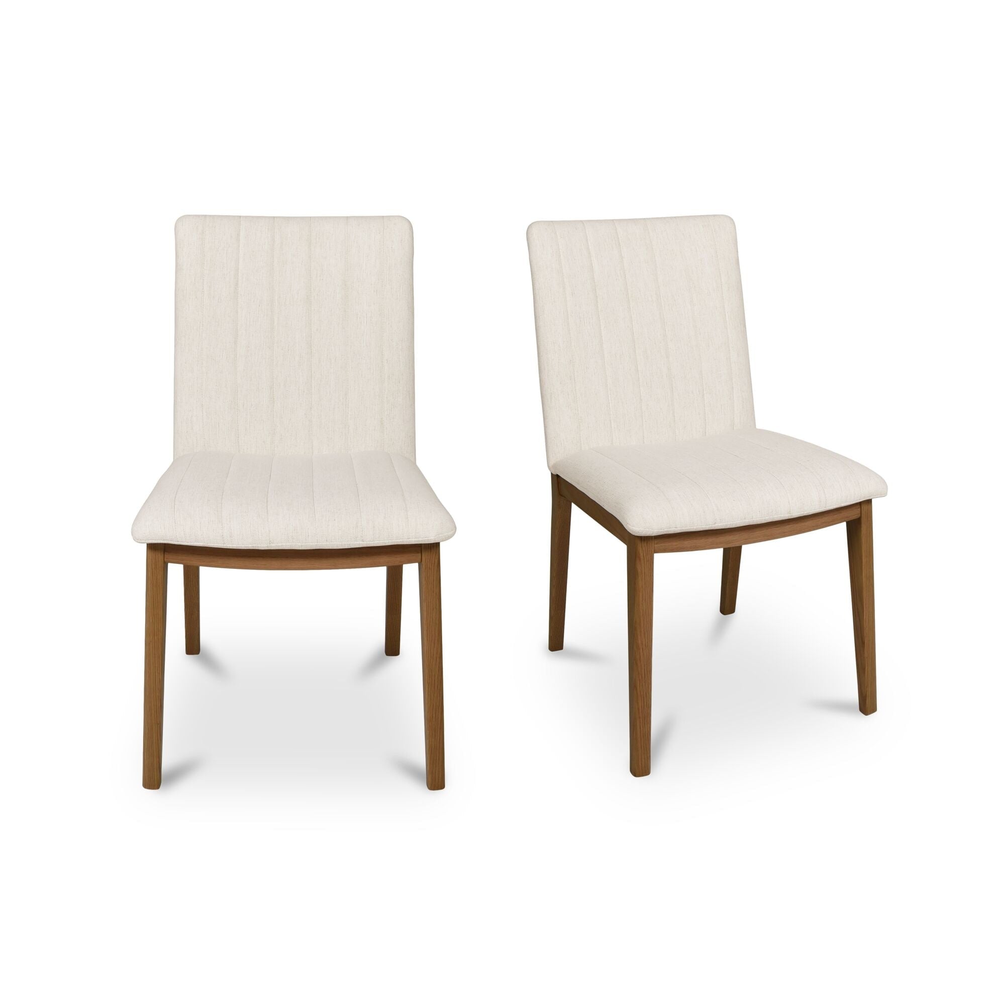 Cyrus Dining Chair Solid Oak Frame Polyester Upholstery Curved Backrest Cream Set Of 2