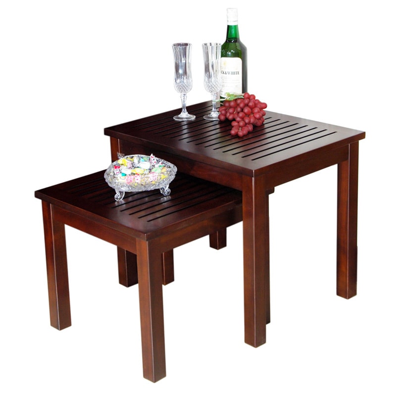Handmade D Art Dark Brown Mahogany Nesting Table Set Indonesia