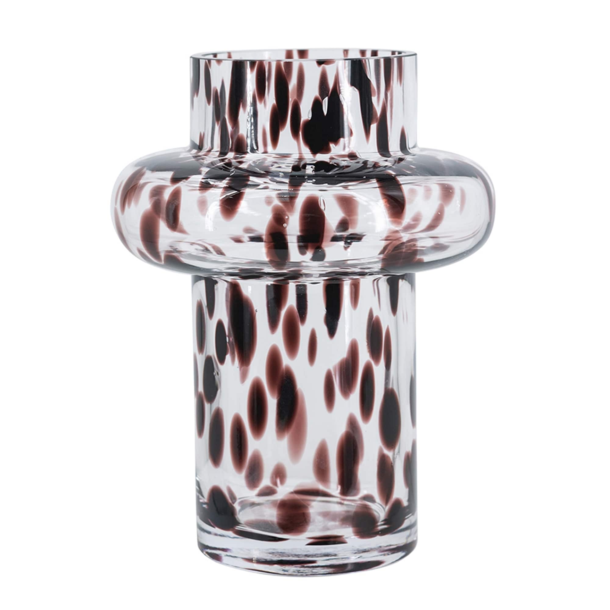 D6X8 Clear Glass Accent Vase With Artistic Amber Spots