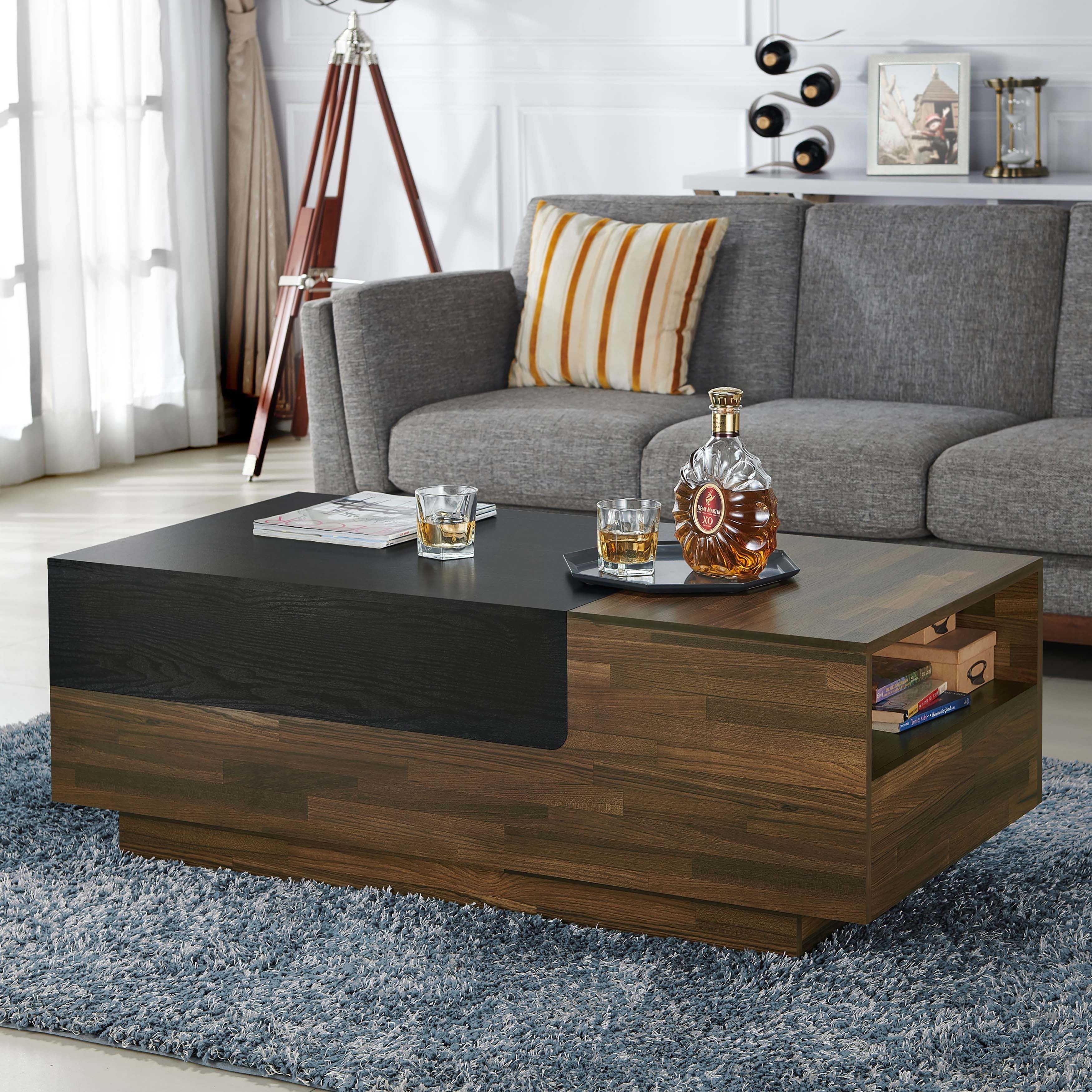 Vanna Contemporary Brown Multi Storage Coffee Table