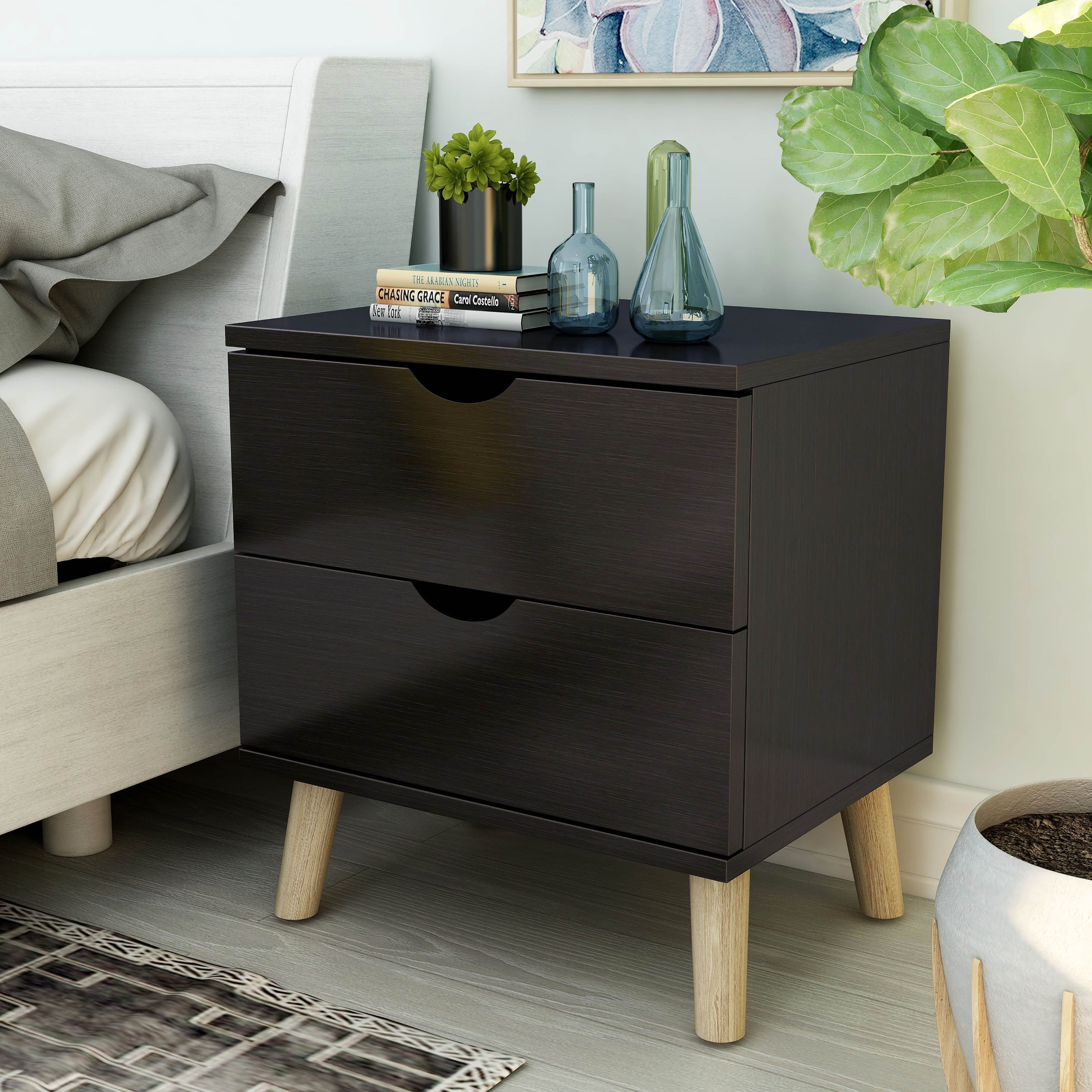 Carson Carrington Gjovik Contemporary Cappuccino 2 Drawer Nightstand
