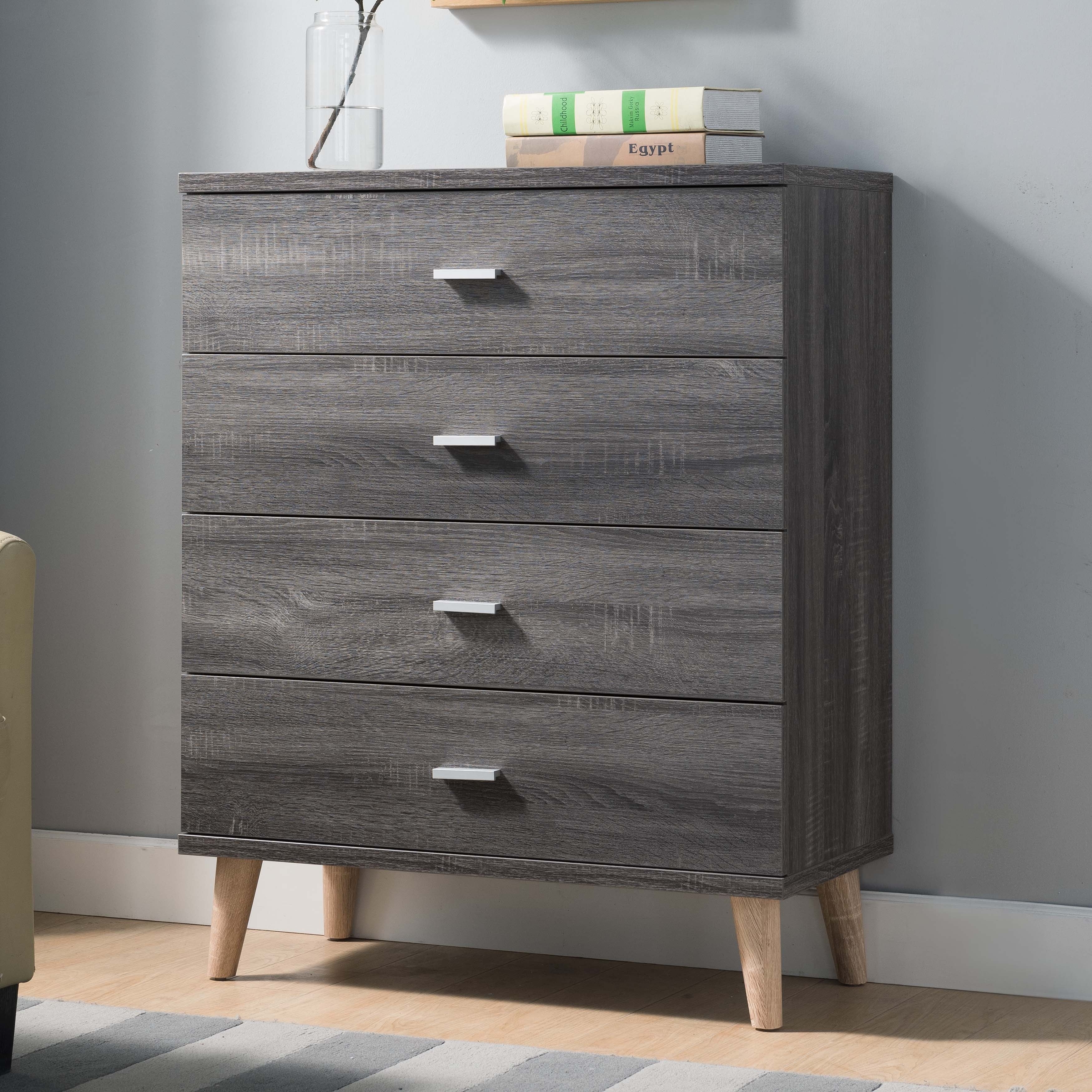 Carson Carrington Gjovik Contemporary Distressed Grey 4 Drawer Chest