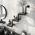 Vittorio Reclaimed Oak Industrial Pipe 3 Tier Wall Shelf
