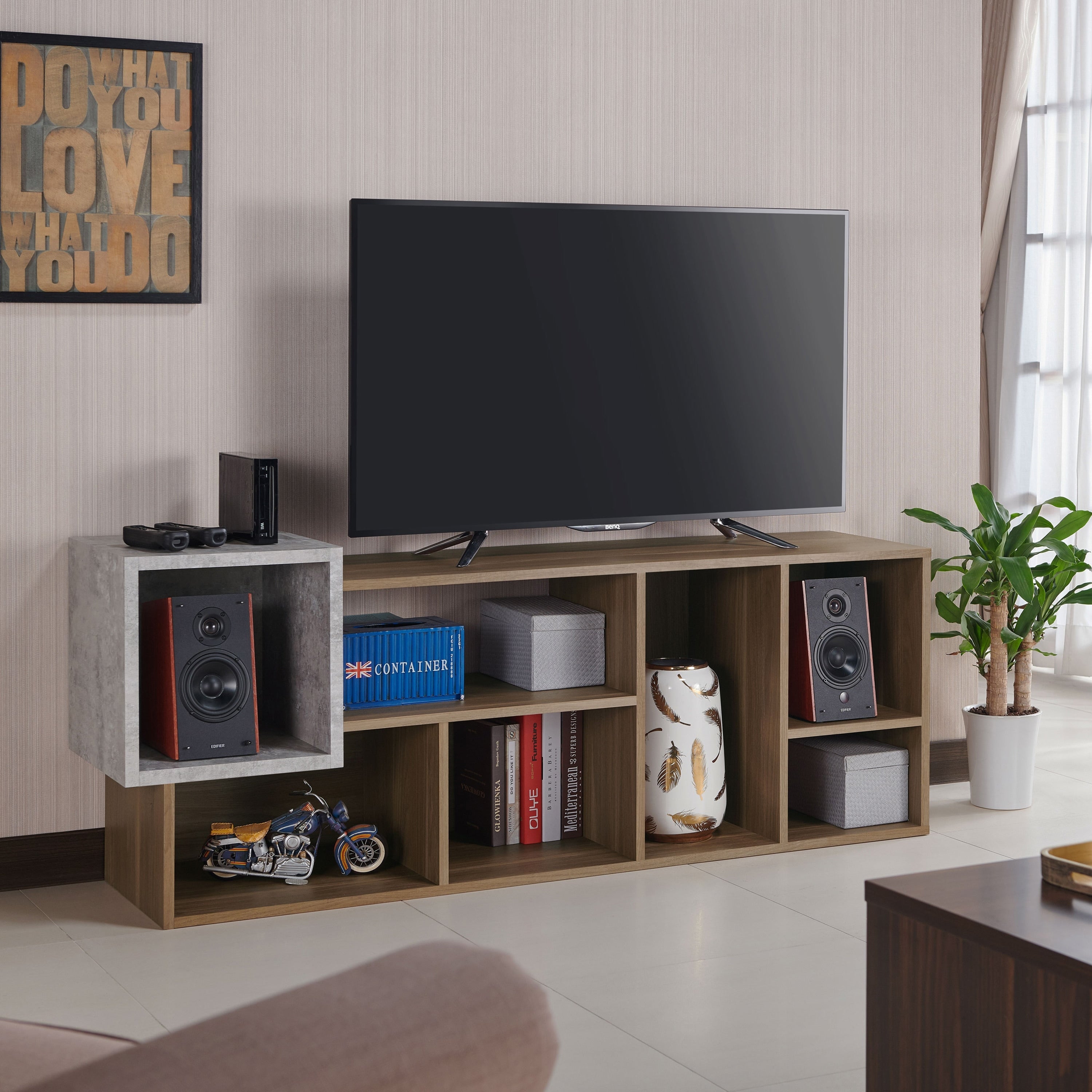 Cornel Modern Two Tone Geometric Bookcase