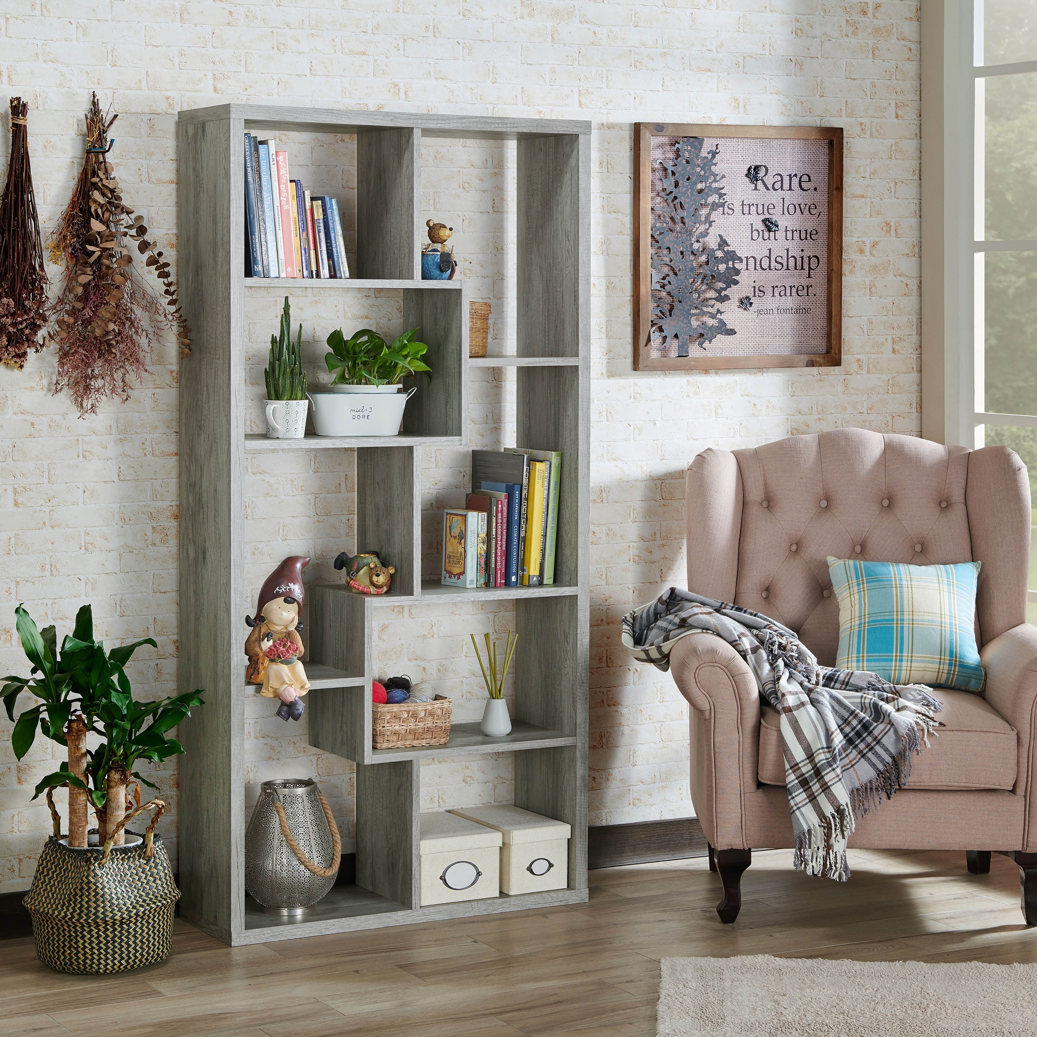 Ramses Modern Grey Bookcase Display Cabinet