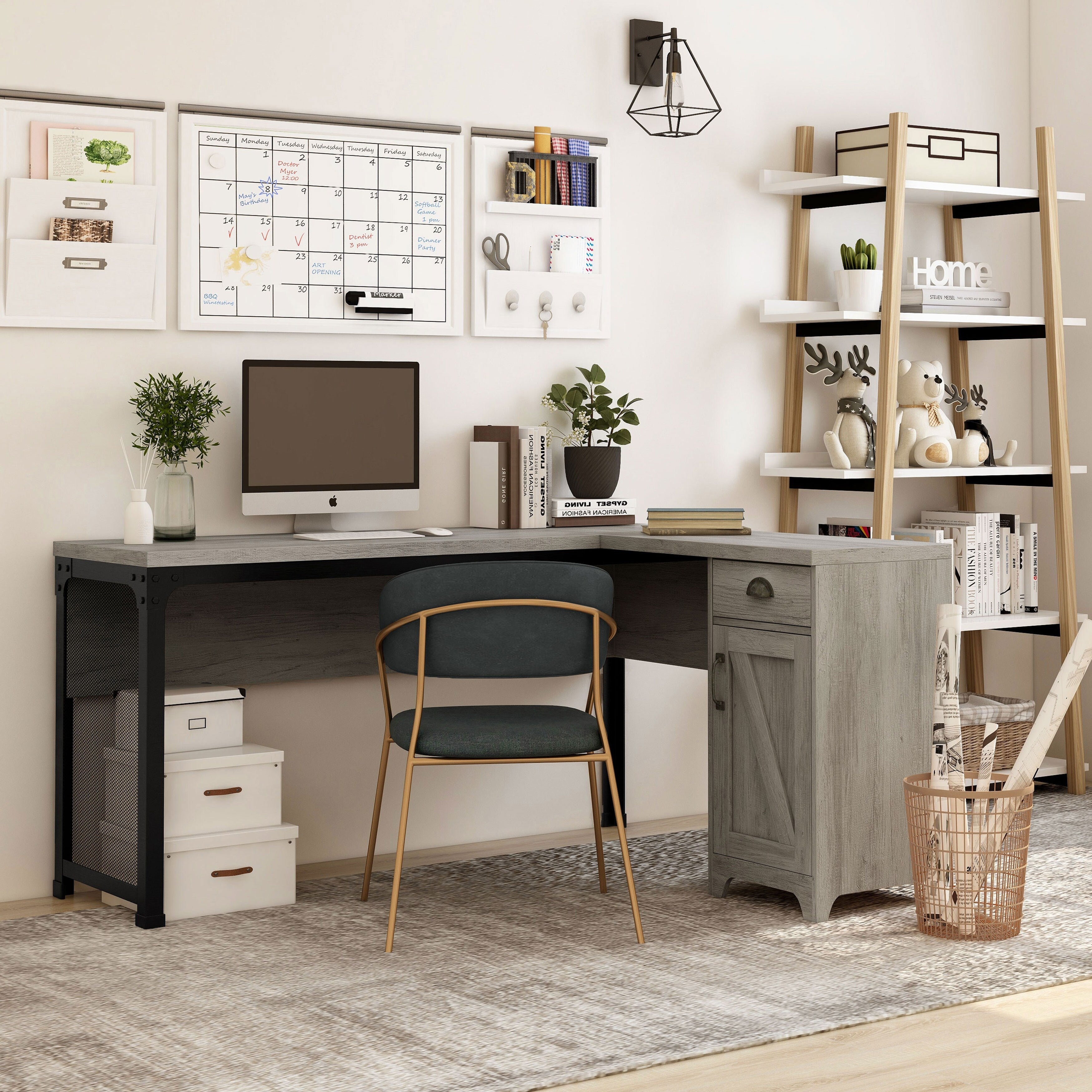 Marcus Industrial Multi Storage L Shape Desk