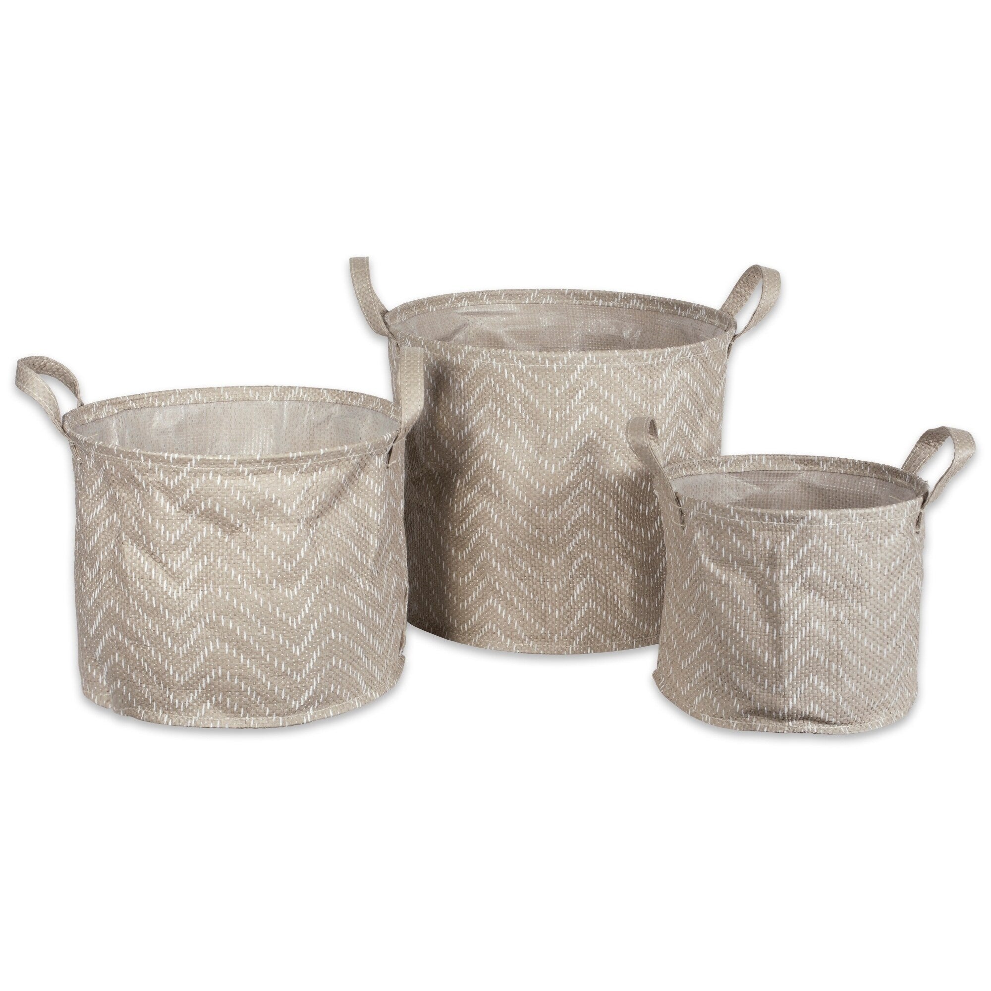 Dii Assorted Round Coated Tribal Chevron Laundry Bins Set Of 3
