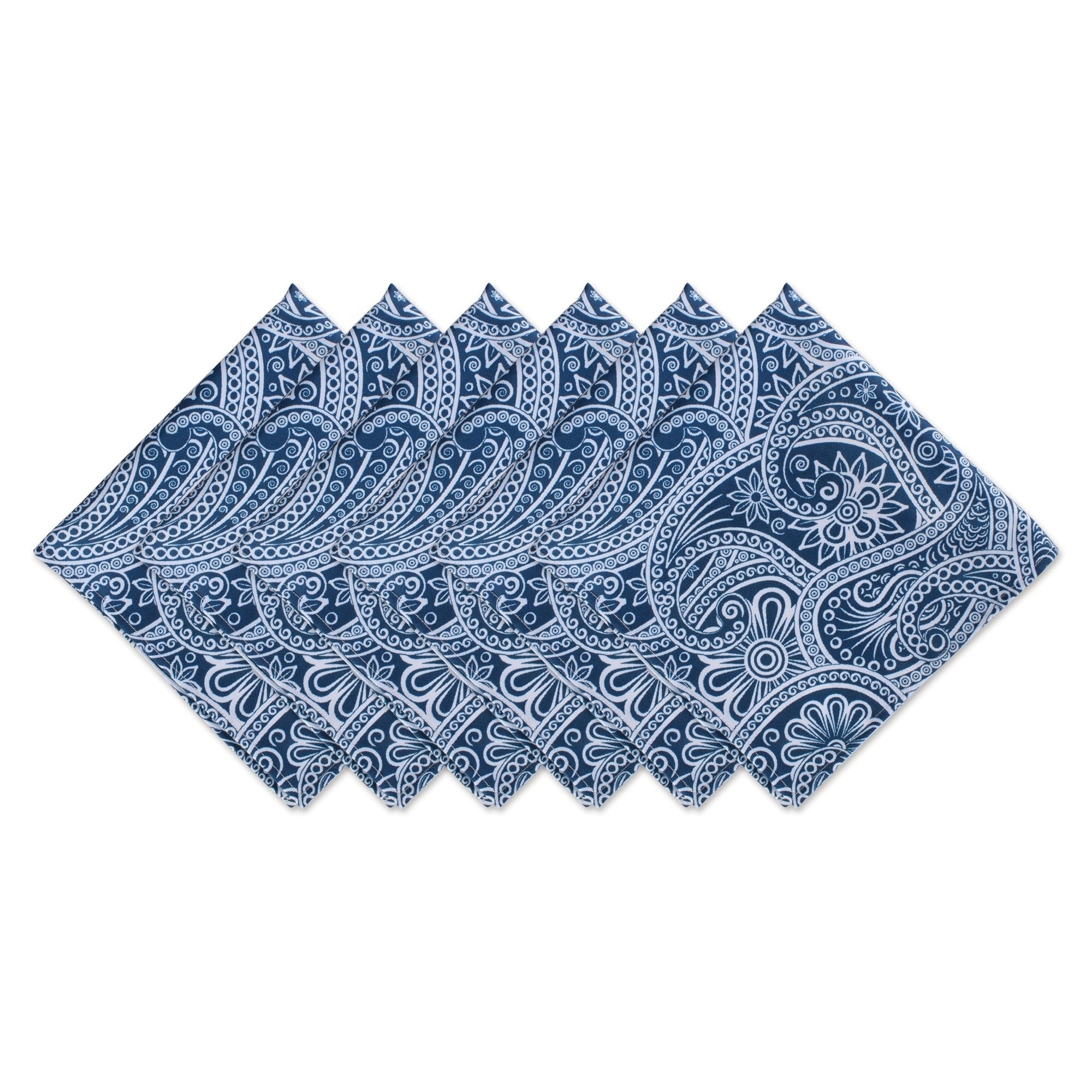 Dii Blue Paisley Print Outdoor Napkin Set 6