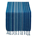 Dii Blue Tonal Stripe With Fringe Table Runner