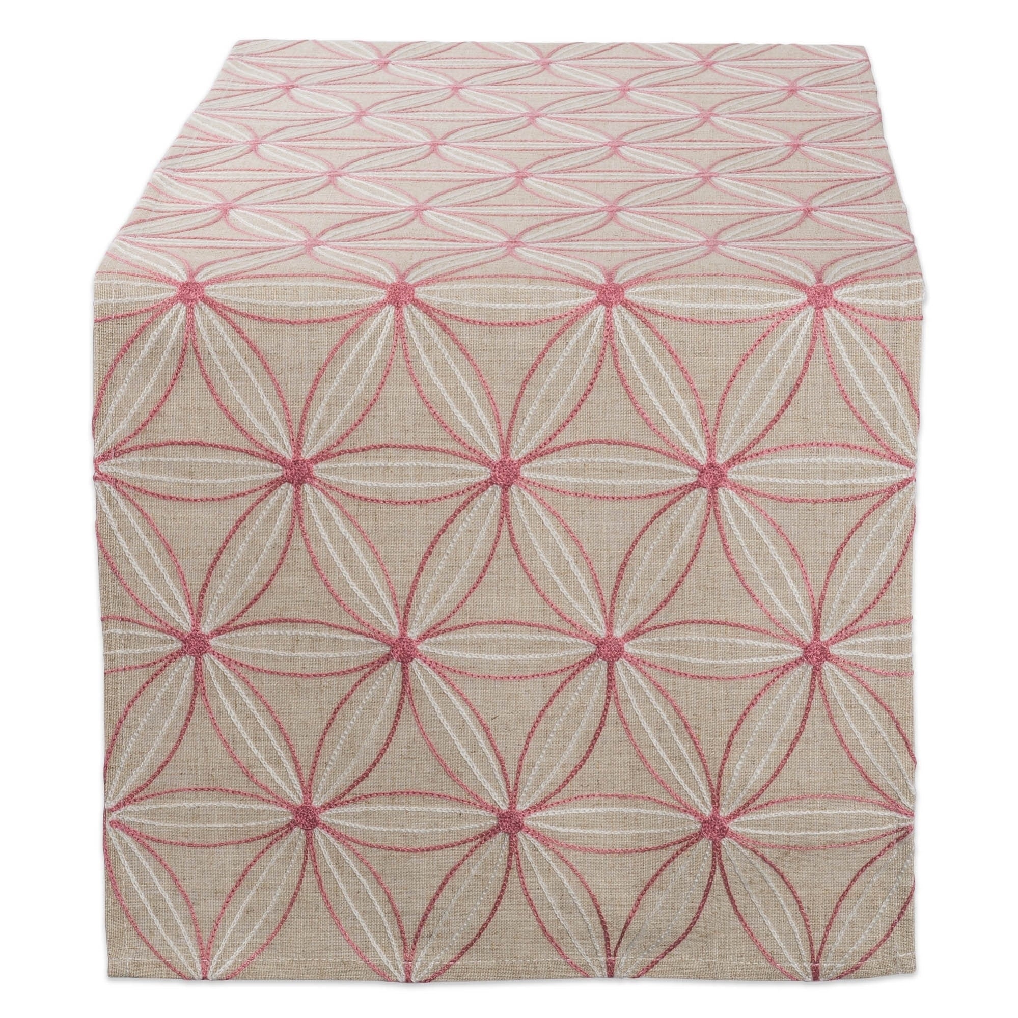 Dii Aqua Base Embroidered Flowers Table Runner
