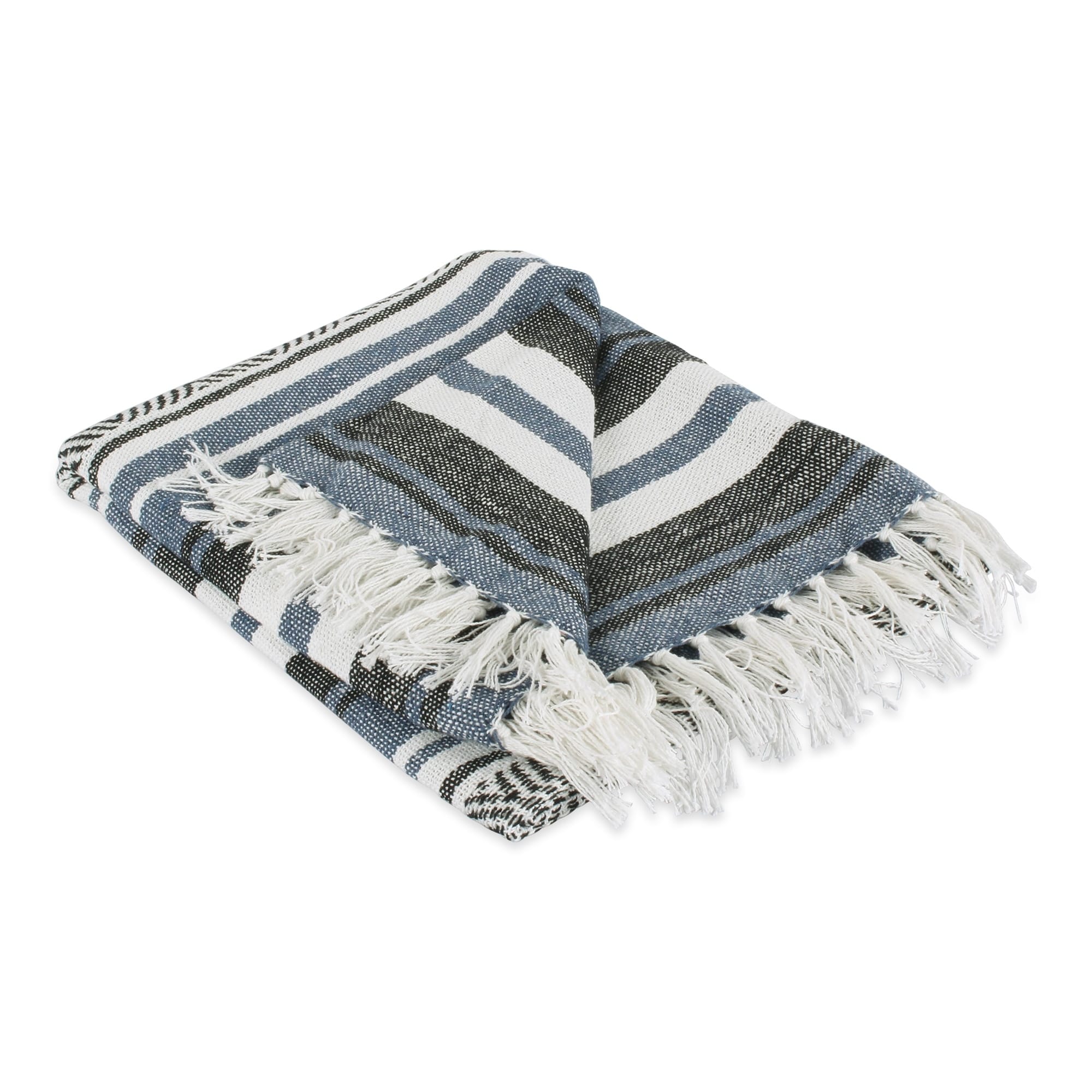 Dii Farmhouse Woven Throw 50X60 With 3 Fringe Black 1 Piece