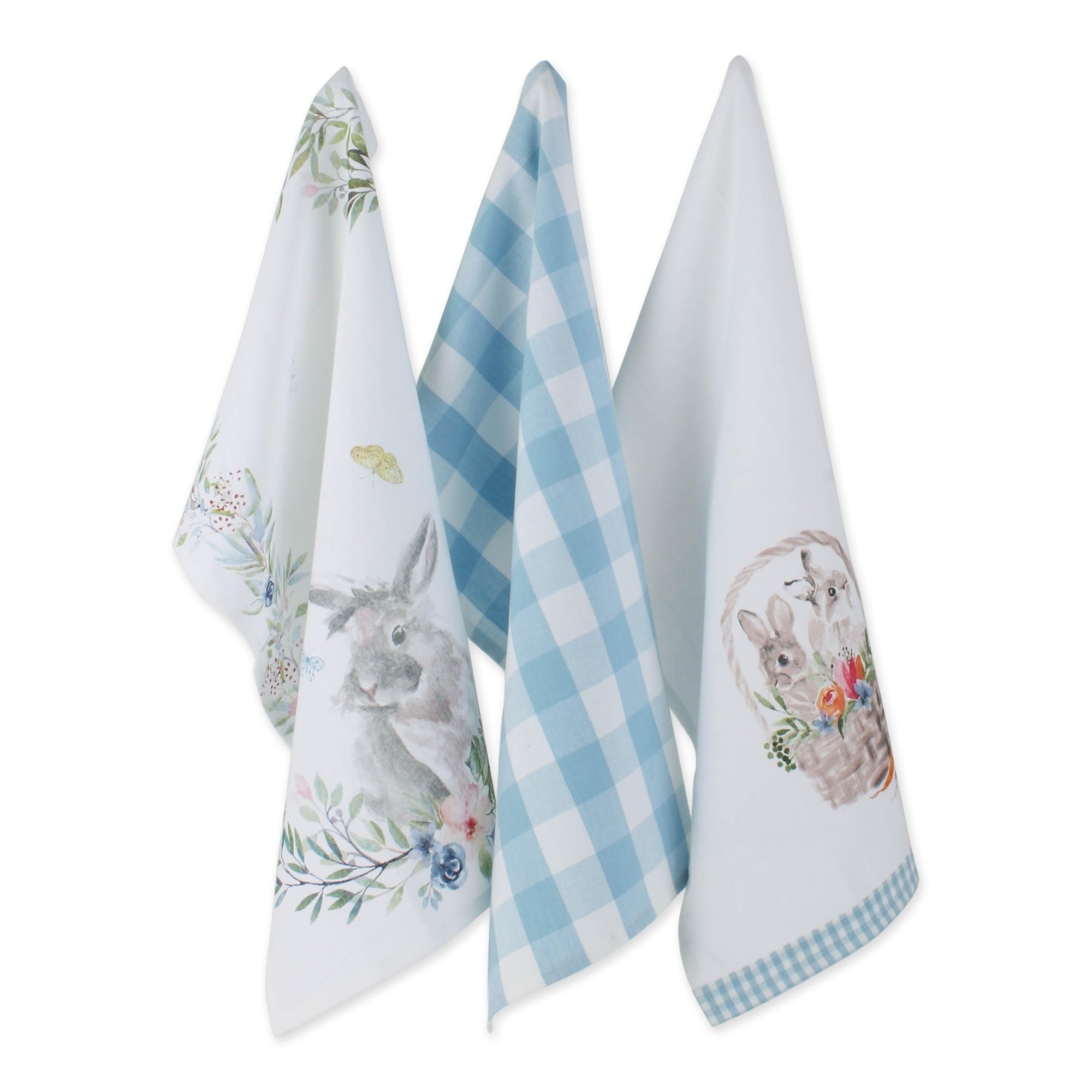 Dii Flower Garden Kitchen Textiles 18X28 Floral Bunnies 3 Pieces