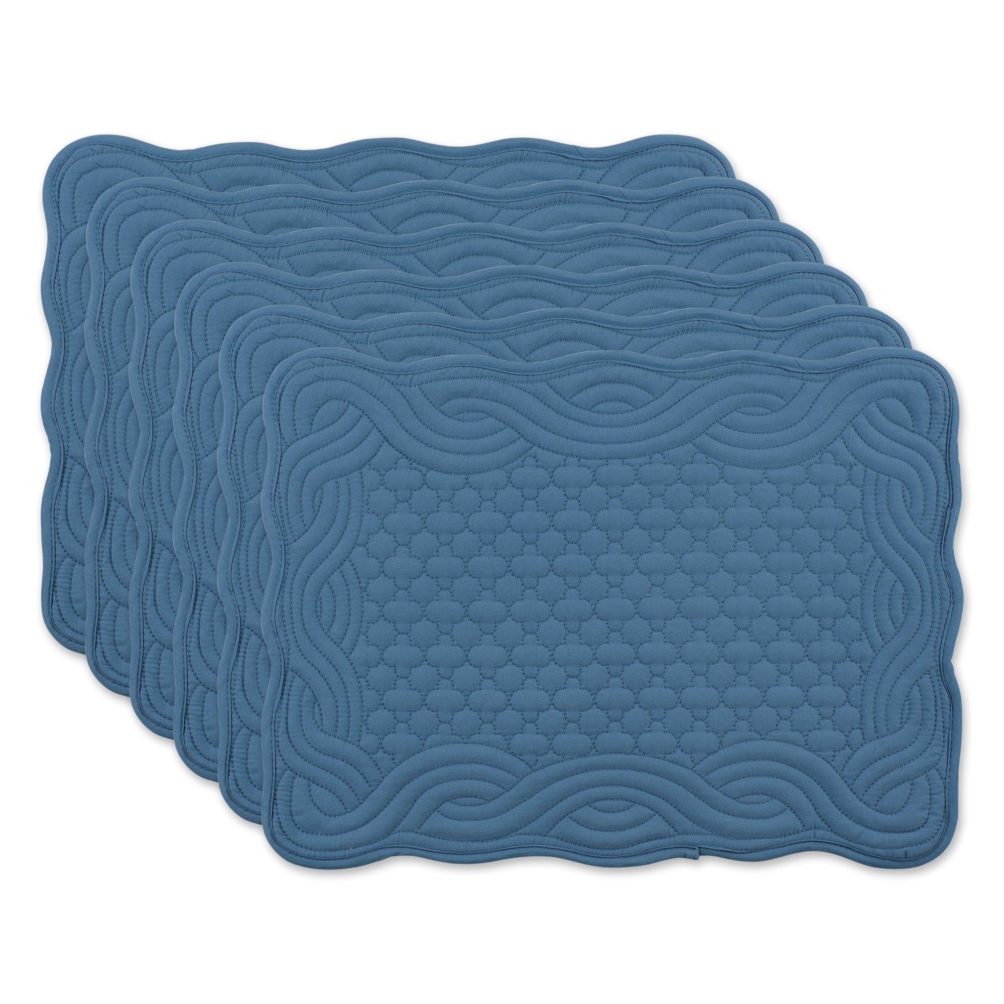 Dii French Blue Quilted Farmhouse Placemat Set Of 6