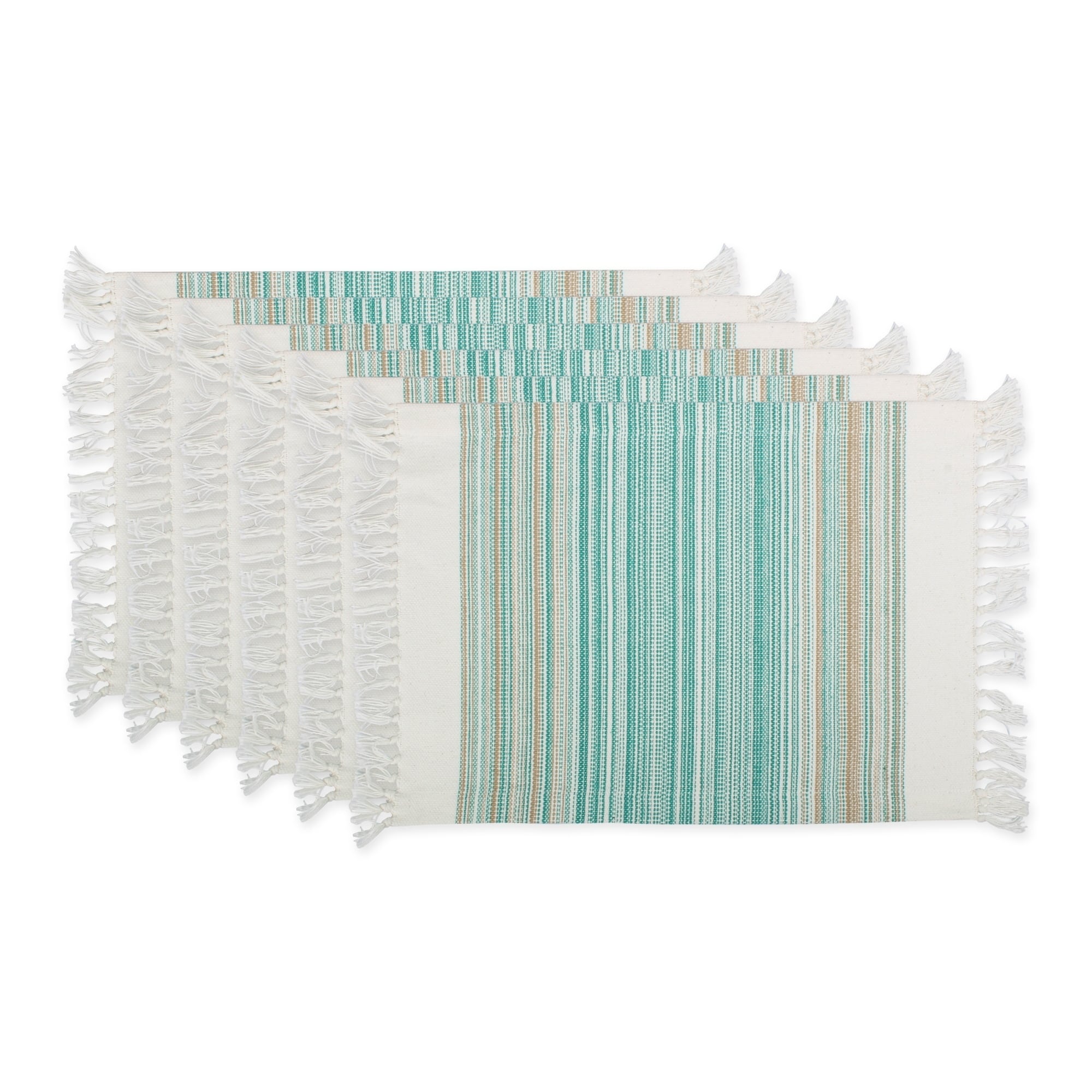 Dii Fringed Stripe Tabletoppers 13X20 Black 6 Pieces