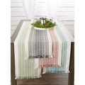 Porch Den Meryl Stripe Pattern Fringed Table Runner