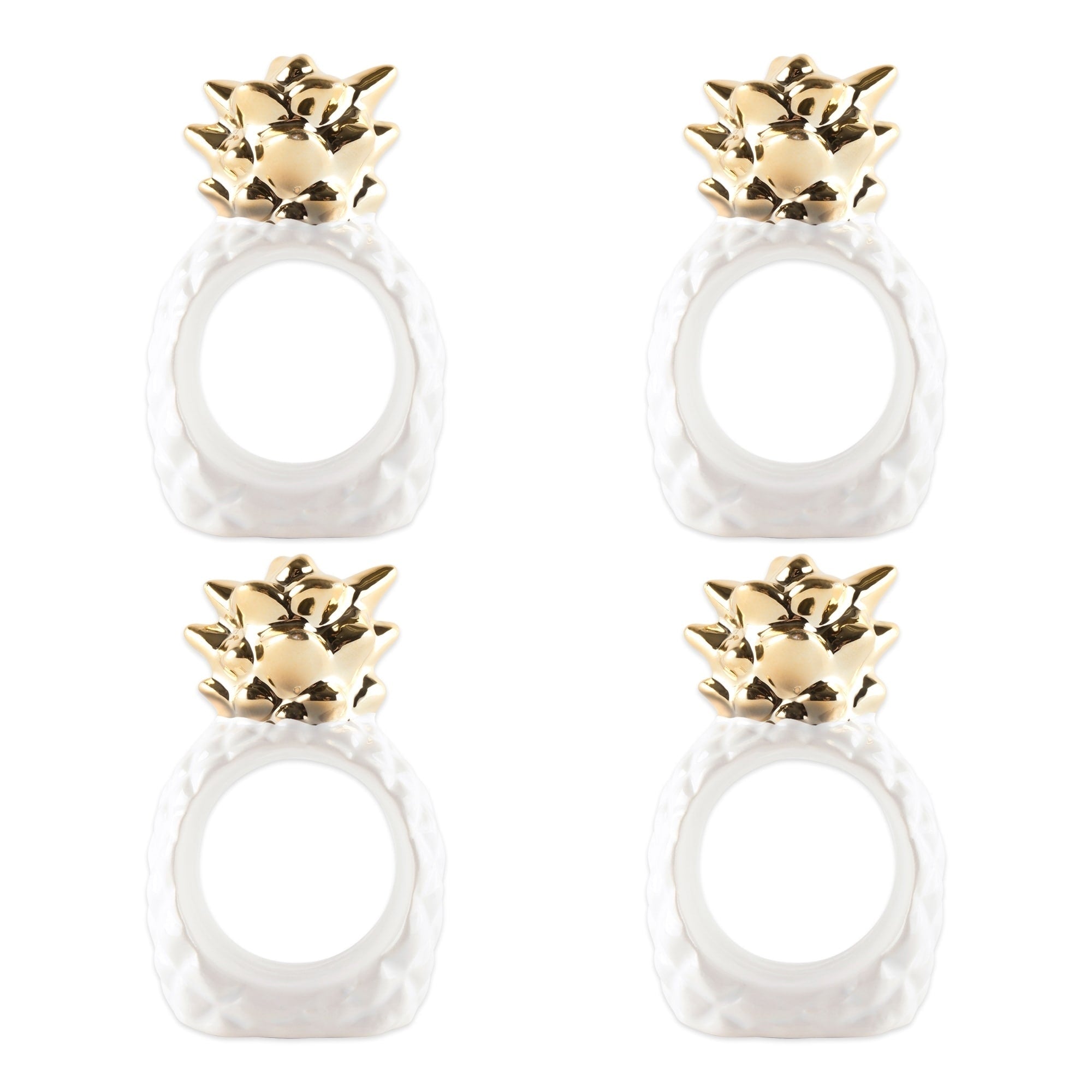 Dii Gold Pineapple Napkin Ring Set Of 4