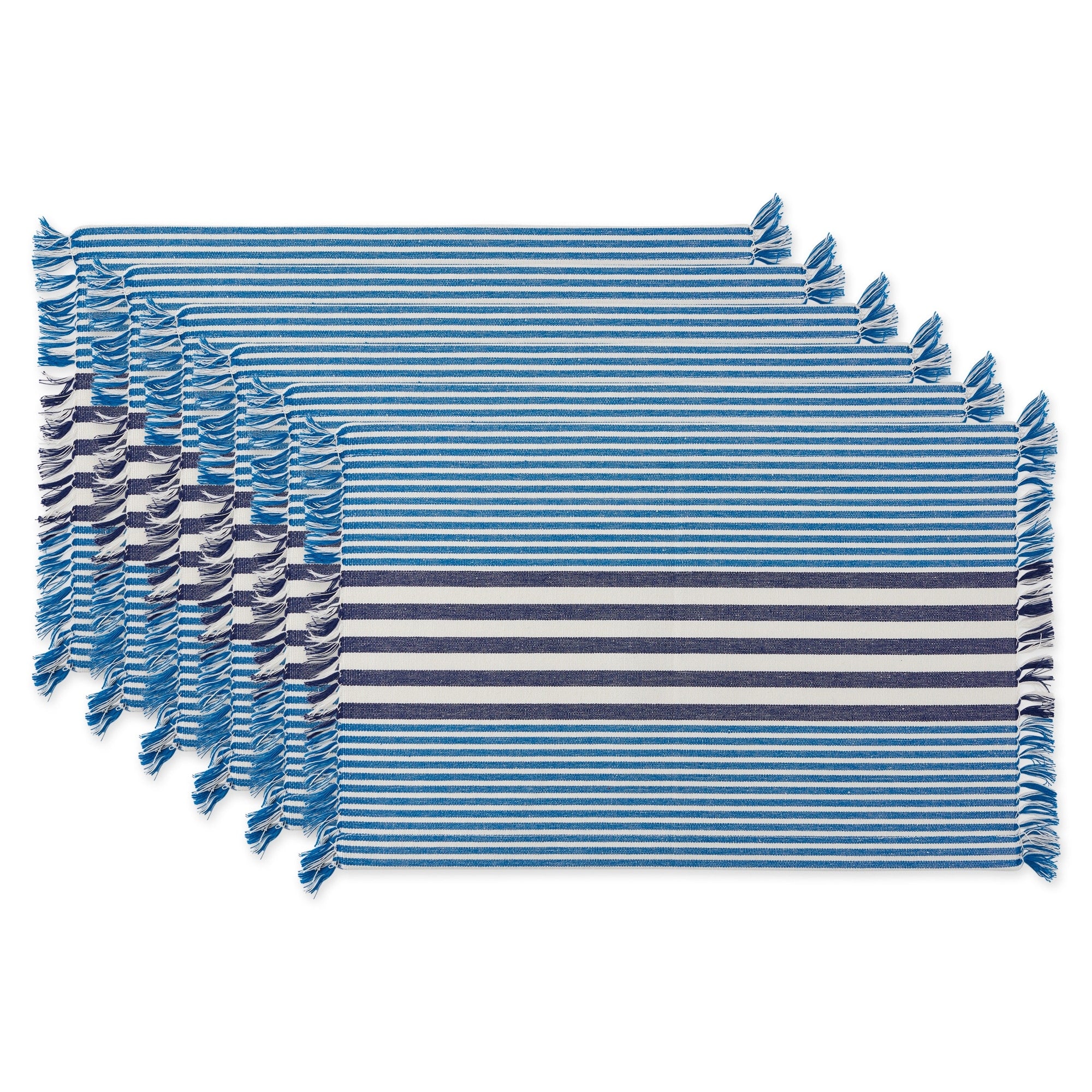 Dii Grass Green Stripes With Fringe Placemat Set Of 6