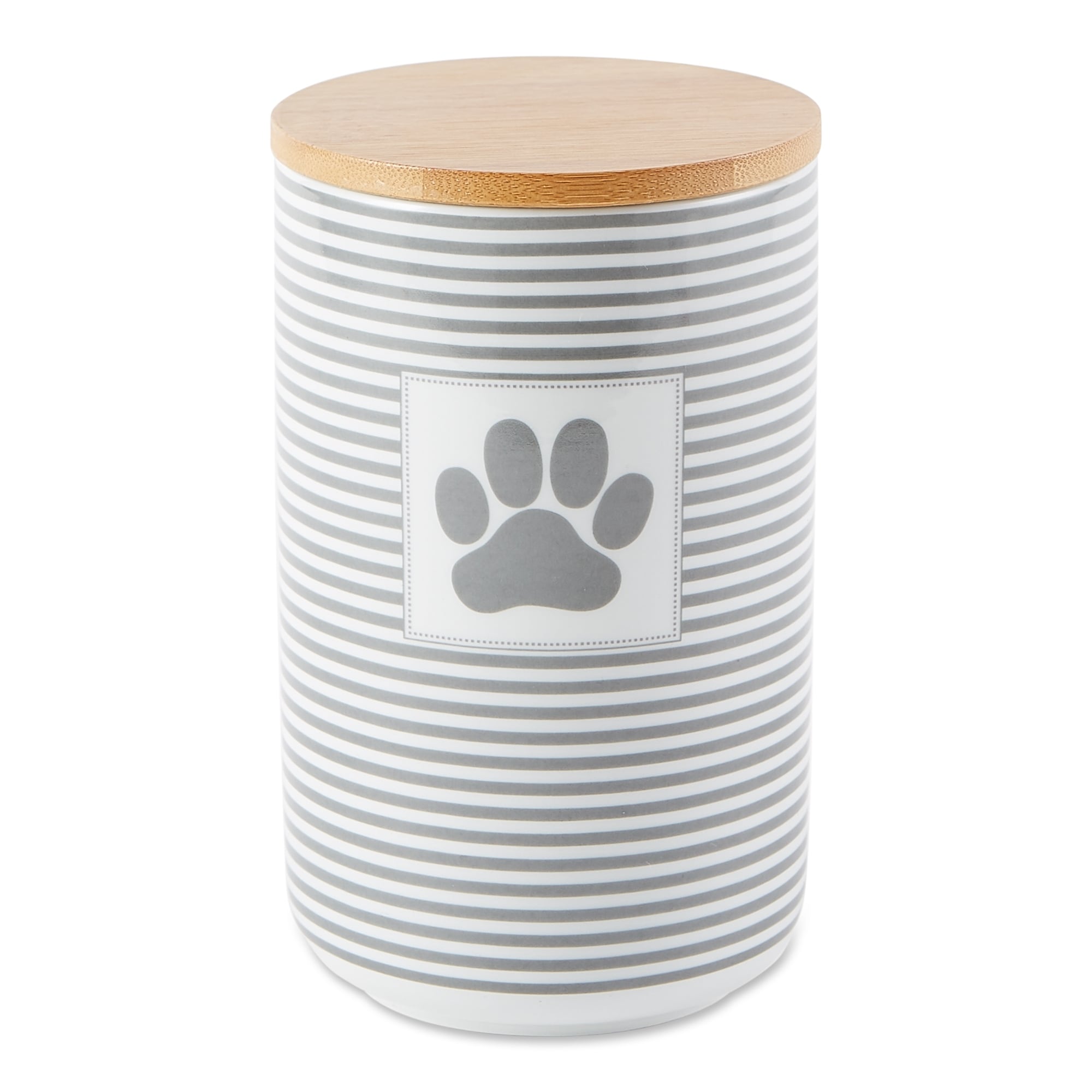 Dii Gray Stripe With Paw Patch Ceramic Treat Canister