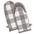 Dii Gray White Buffalo Check Oven Mitt Set 2