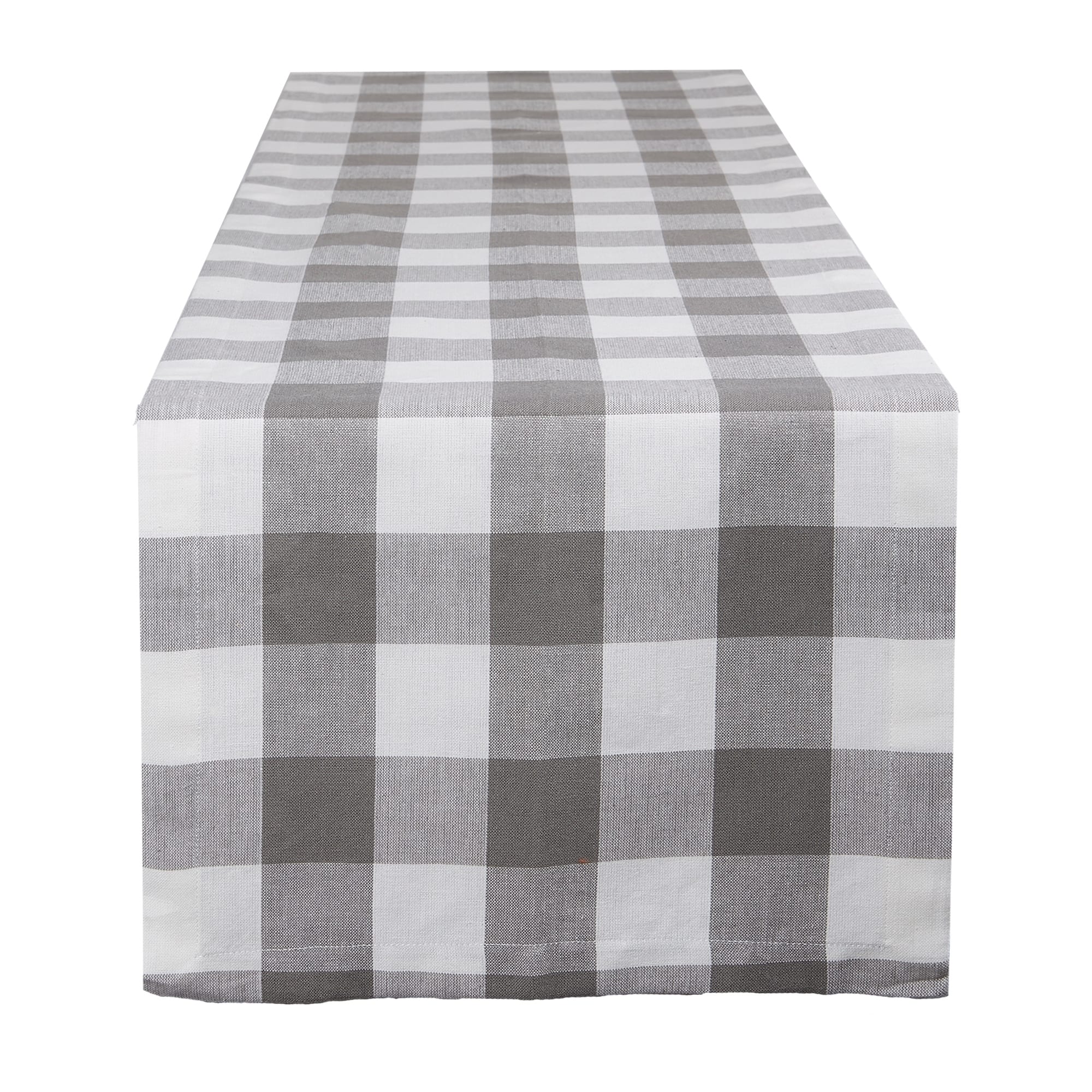 Dii Gray White Buffalo Check Table Runner 14X108