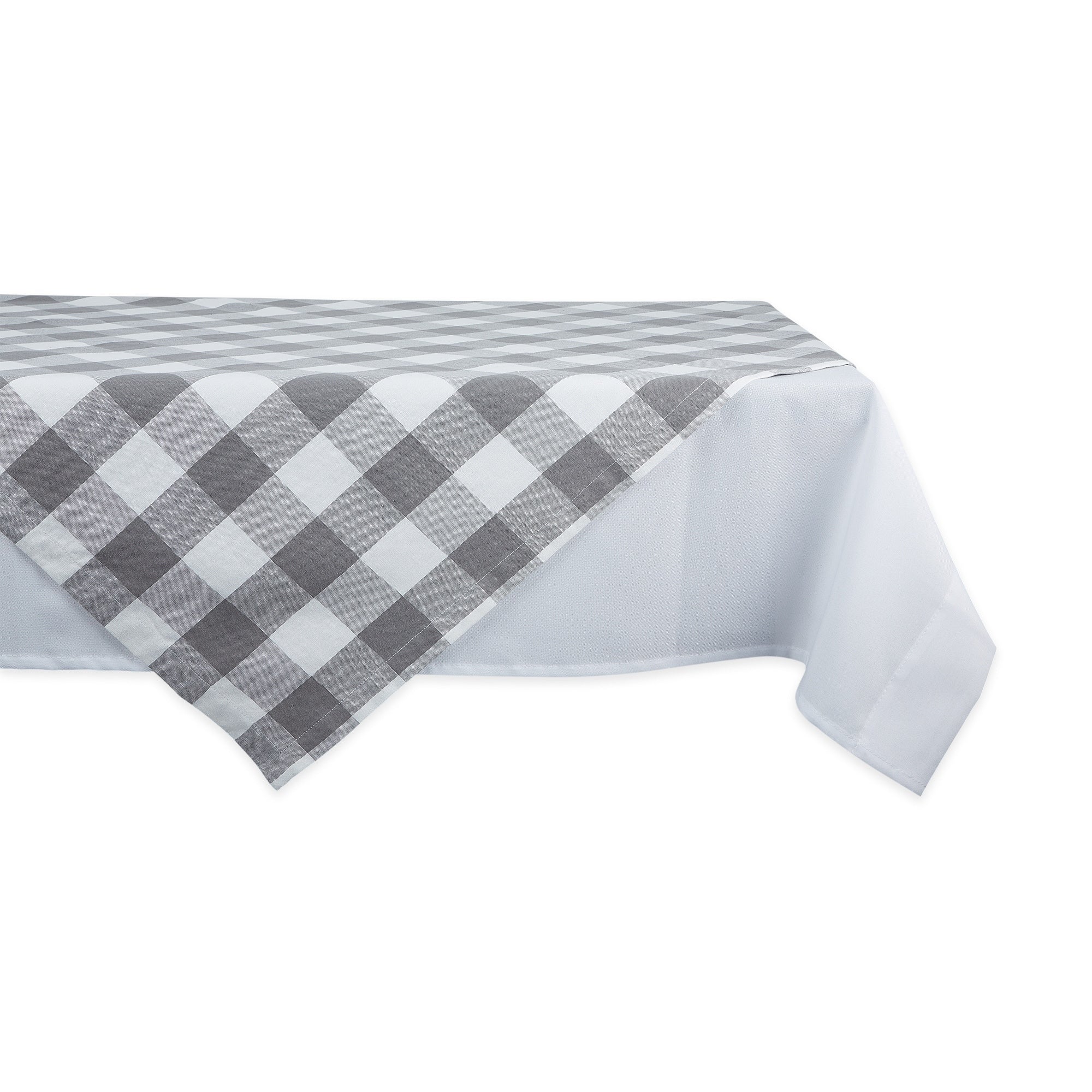 Dii Gray White Buffalo Check Tablecloth 60X84