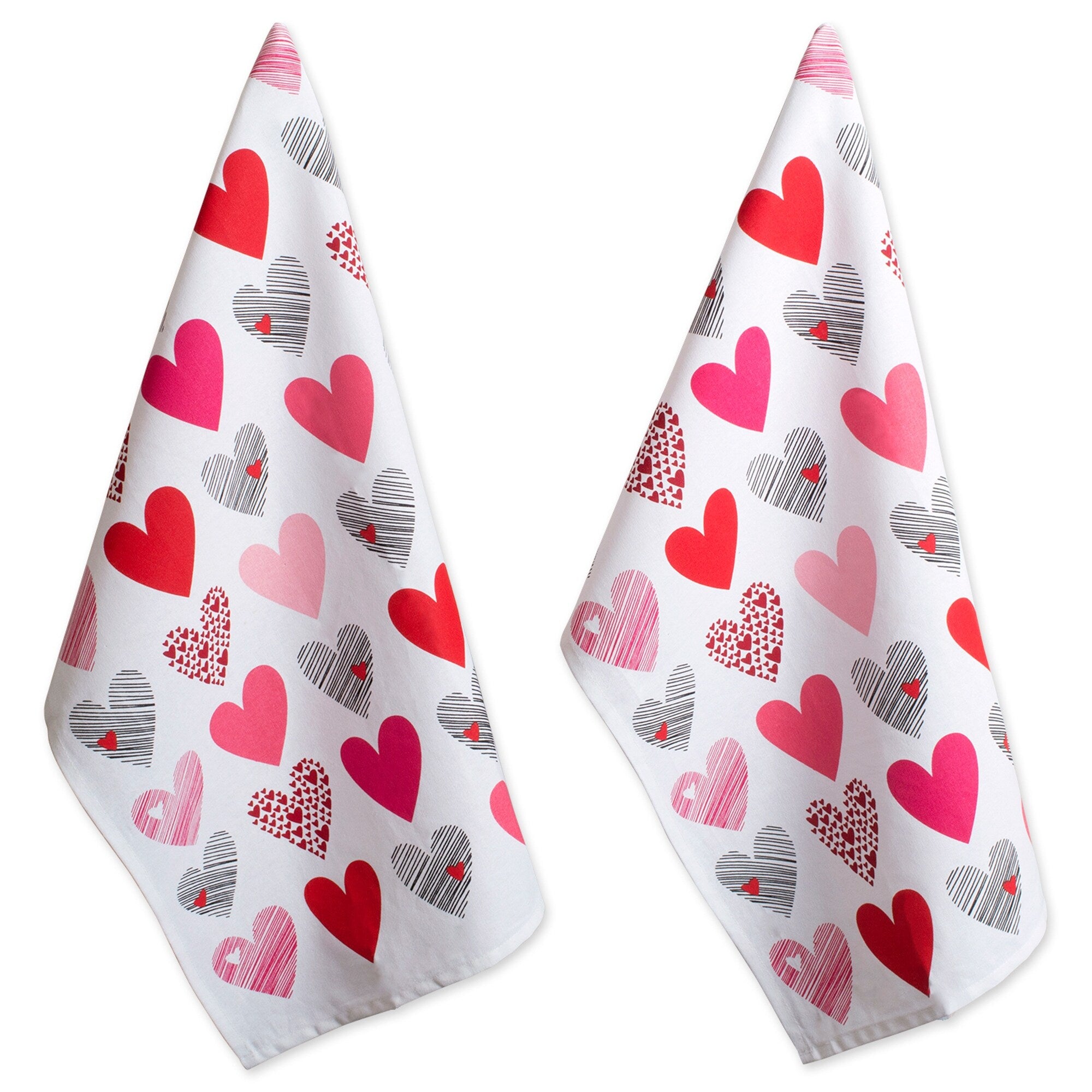 Dii Hearts Collage Printed Dishtowel Set Of 2