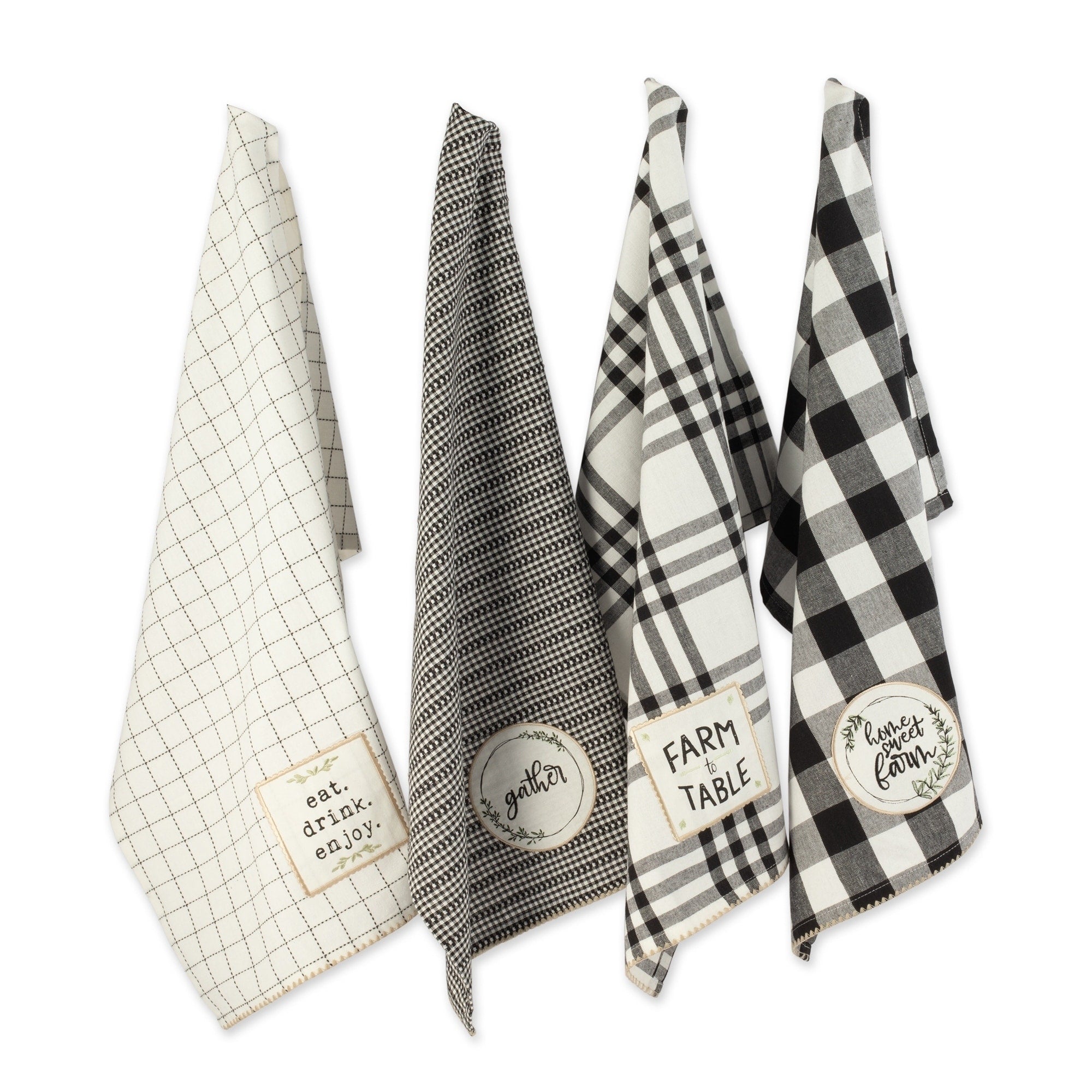 Dii Home Sweet Farmhouse Kitchen Textiles 18X28 Assorted 4 Pieces Dishtowels 18X28