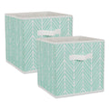 Dii Nonwoven Polyester Cube Herringbone Gray Square Set Of 2