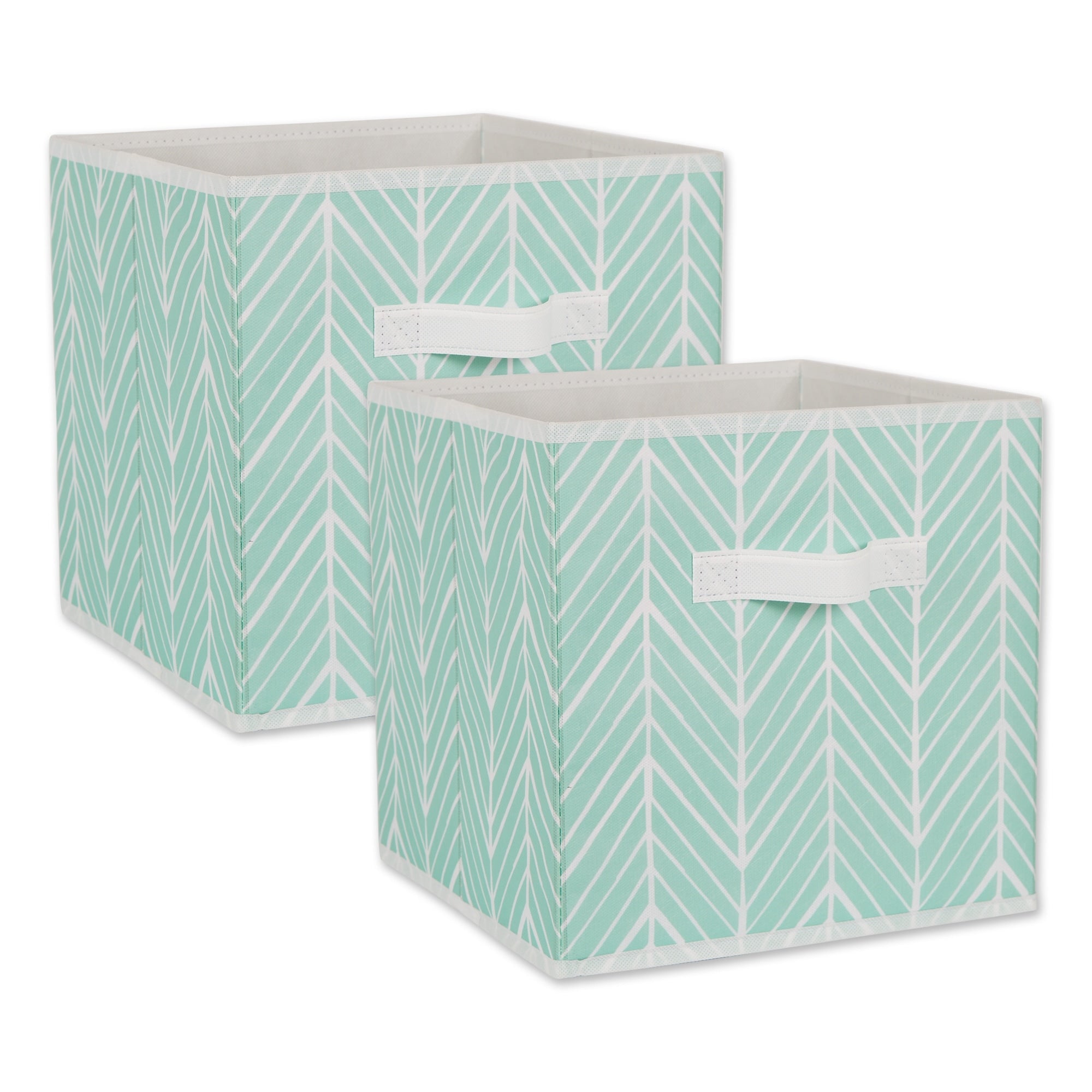 Dii Nonwoven Polyester Cube Herringbone Gray Square Set Of 2