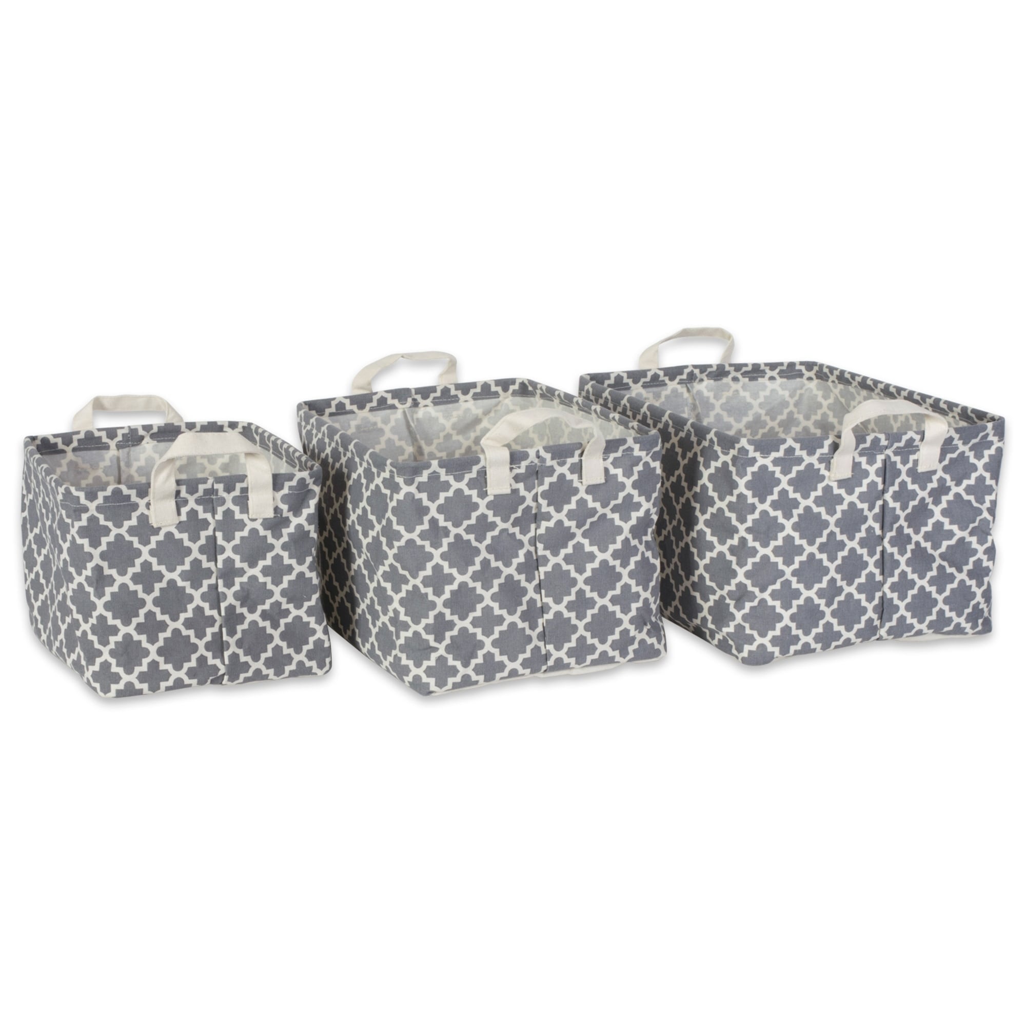 Dii Pe Coated Cotton Poly Laundry Hamper Lattice Aqua Round