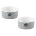 Dii Pet Bowl Black Paw Print Gray Small 4.25Dx2H Set Of 2