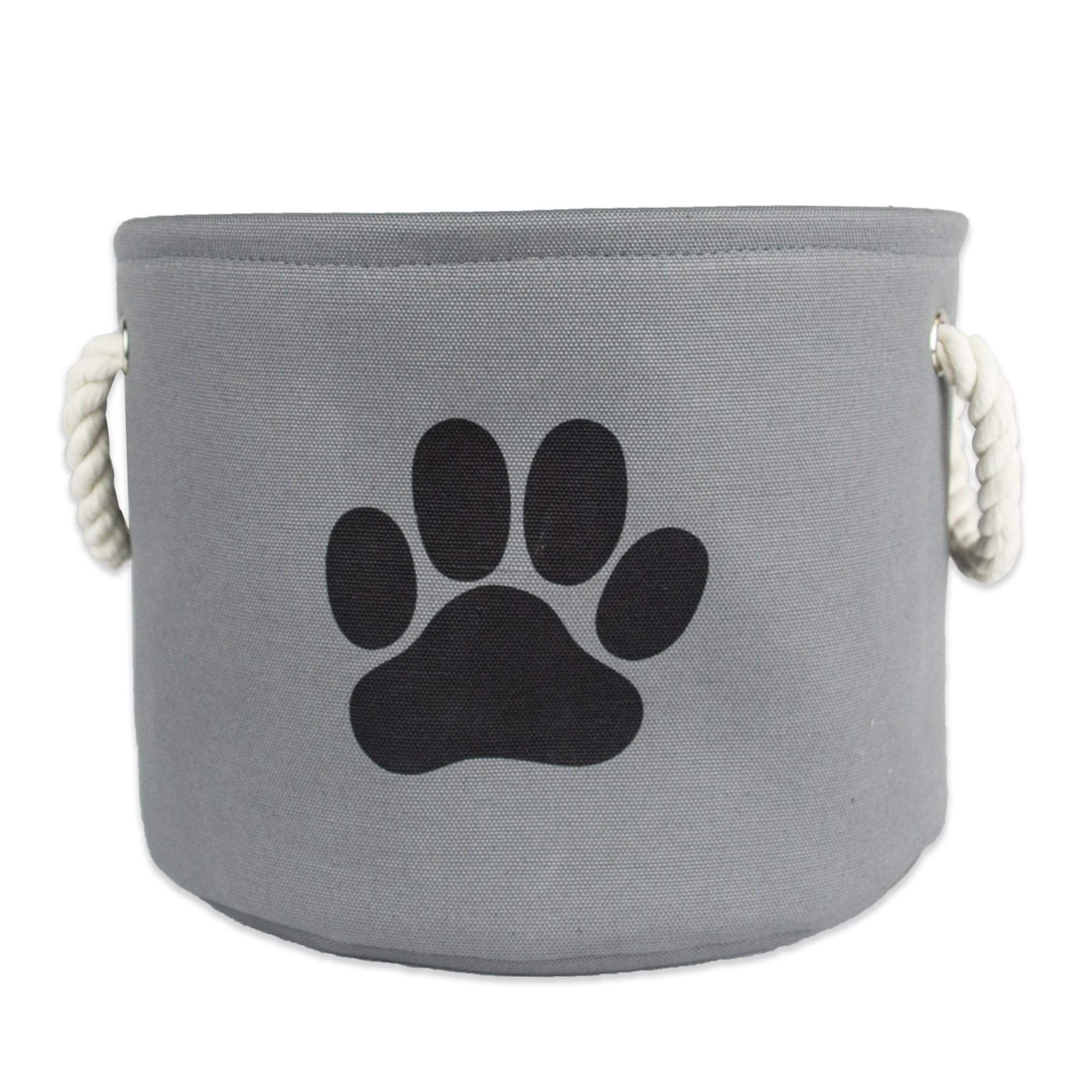 Dii Polyester Pet Bin Paw Gray Round Medium
