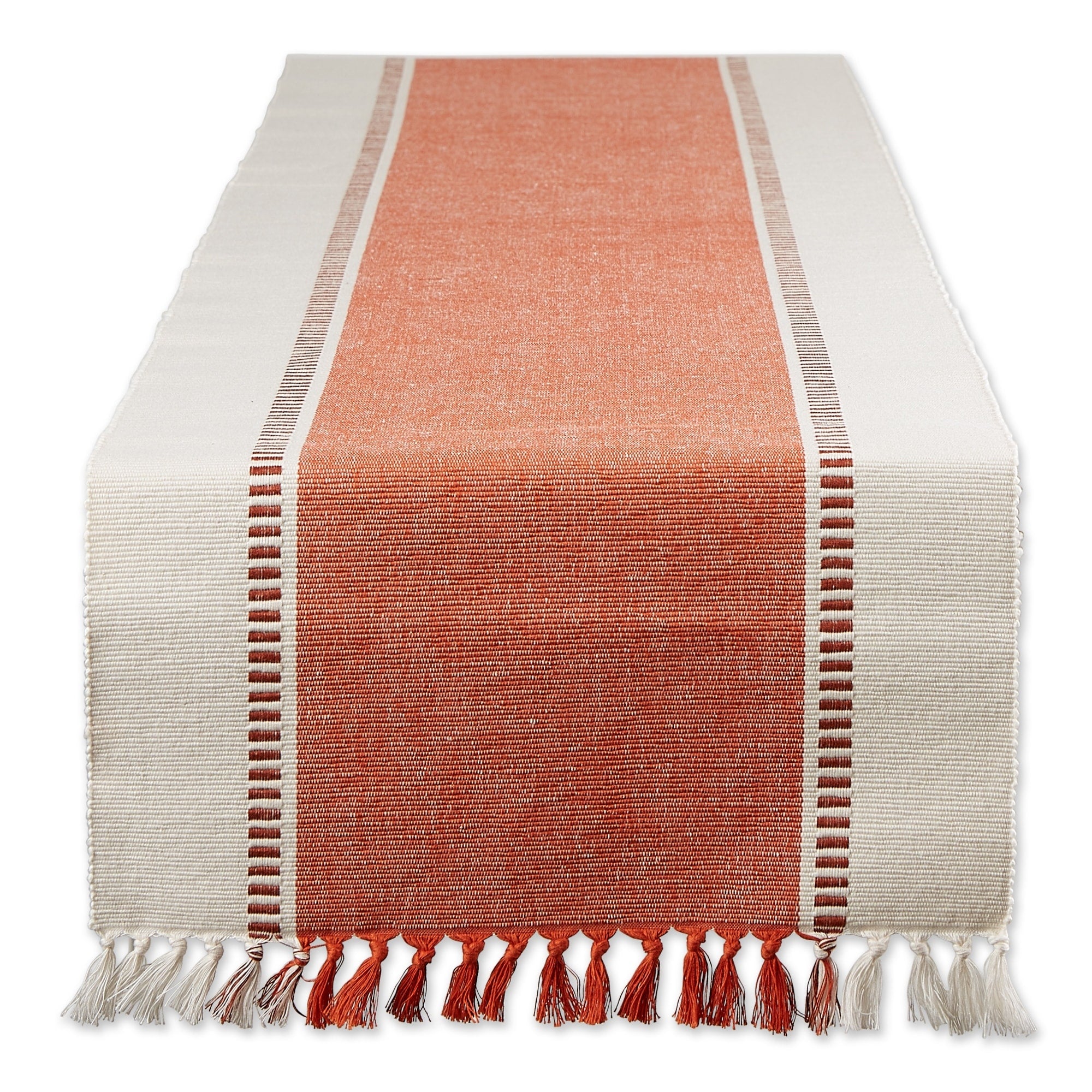 Dii Redwood Striped Fringe Ribbe Table Runner 13X72