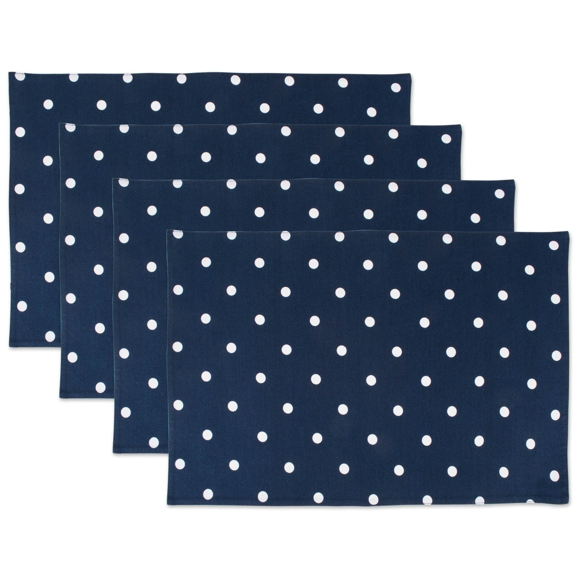 Dii Reversible Polka Dot Placemat Set Of 4 Metallic Silver White