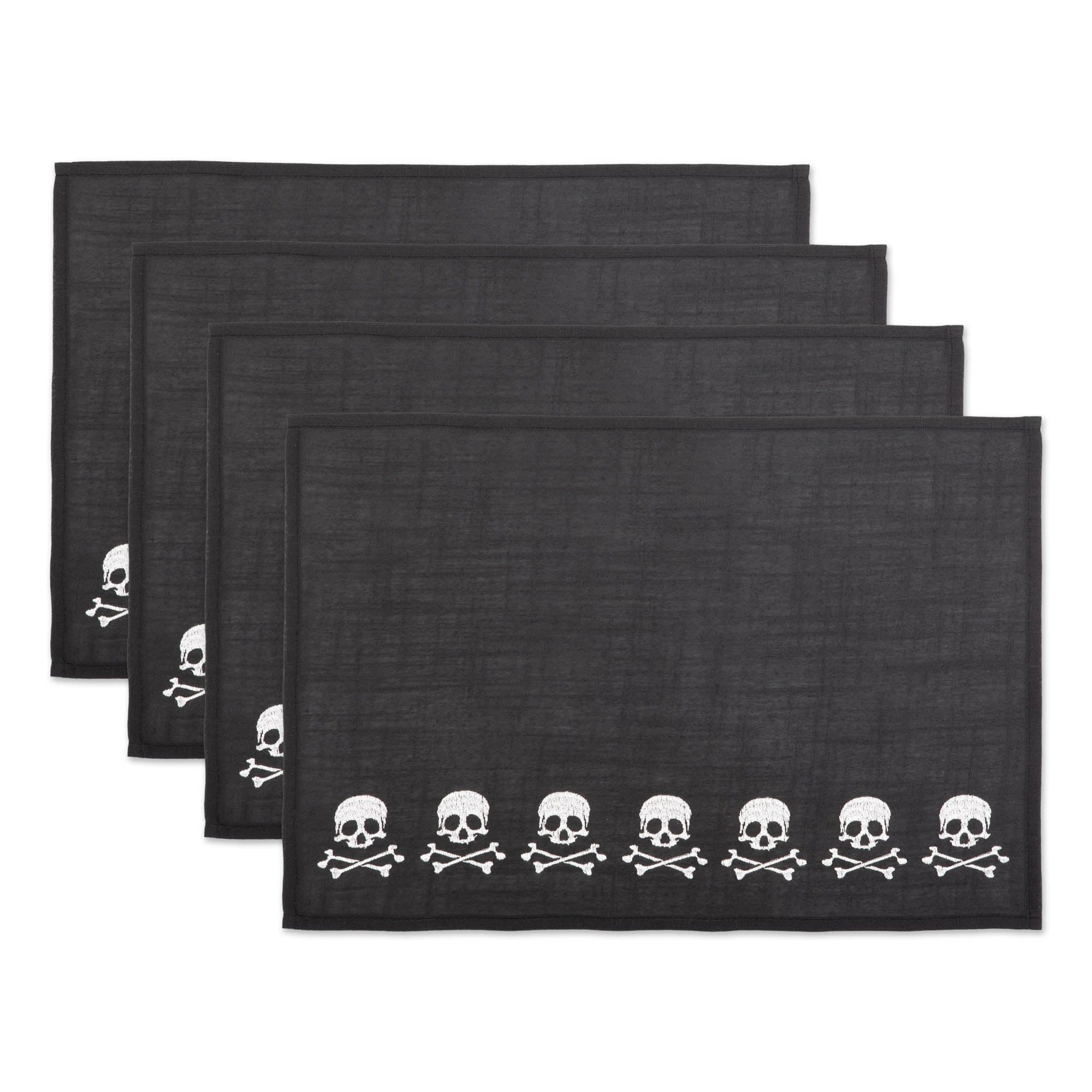 Dii Skulls Embroidered Placemat Set Of 4