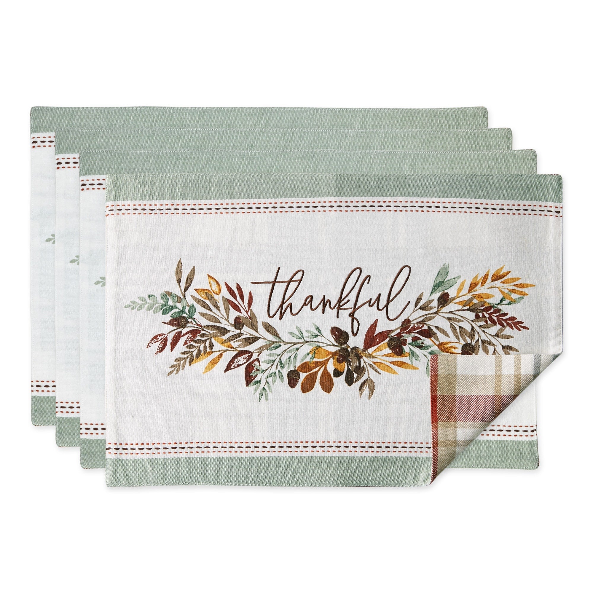 Dii Thankful Reversible Embellished Placemat Set 4 Piece