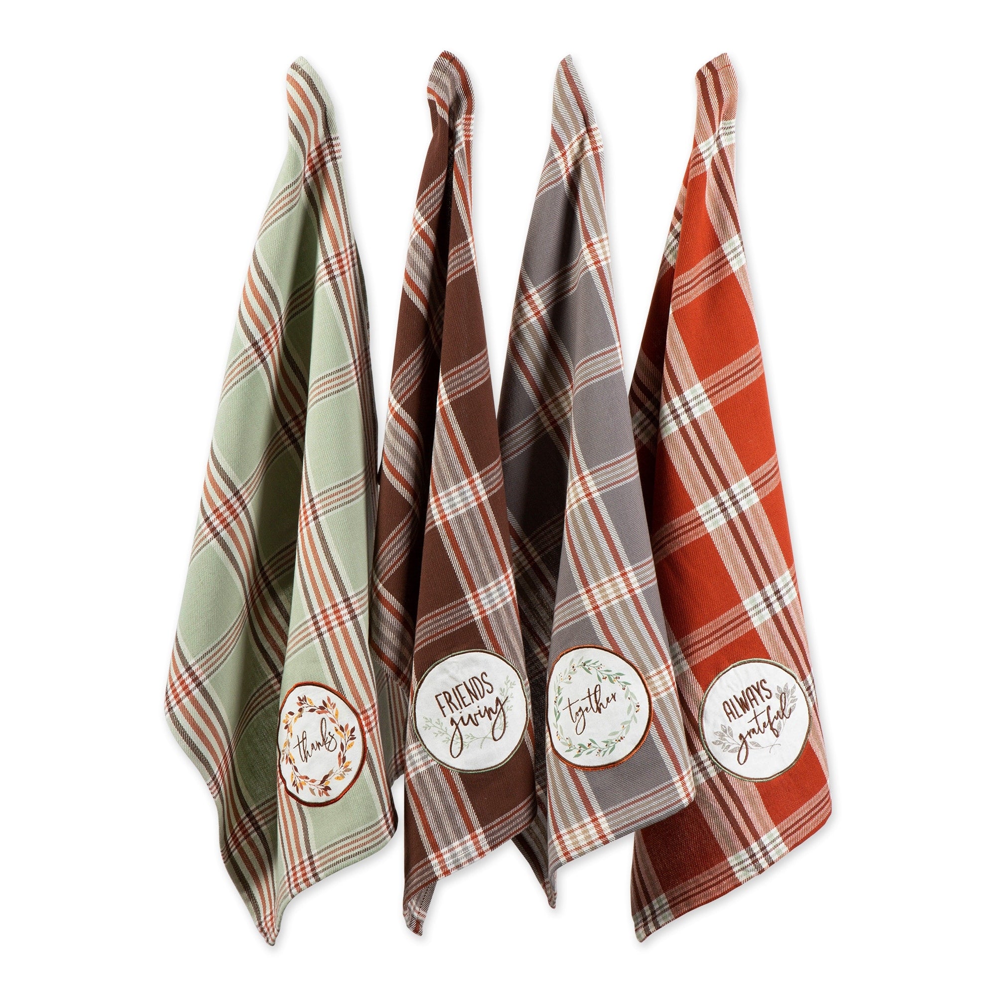 Dii Thanksgiving Cozy Picnic Plaid Dishtowel Set Of 4
