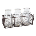 Dii Vintage Grey Chickenwire Flatware Caddy With Clear Jars