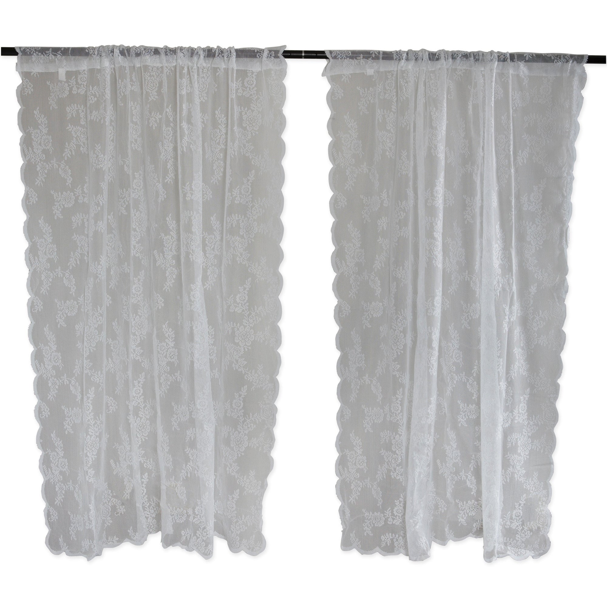 Dii White Flower Blossom Lace Window Curtain Set Of 2