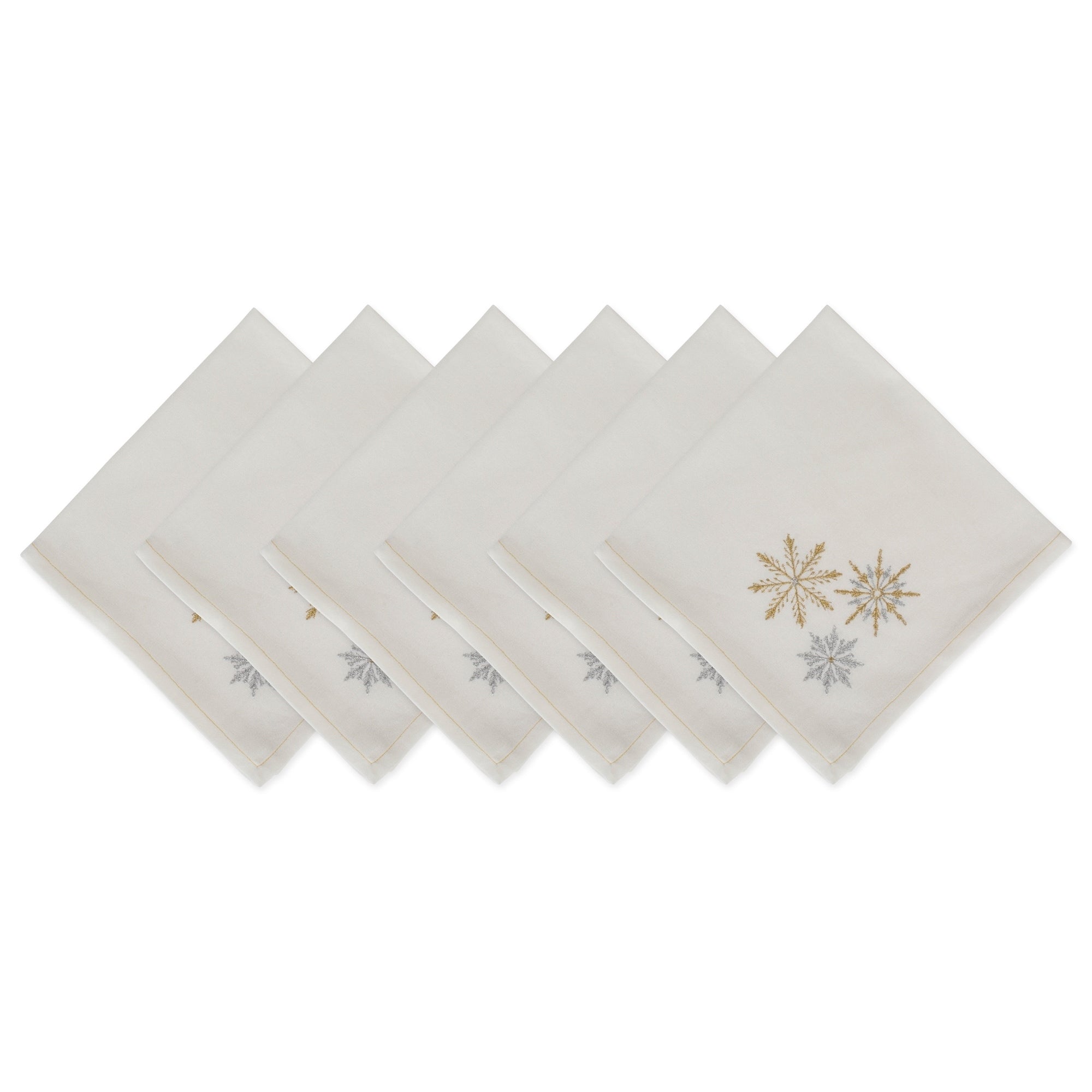 Dii Sparkle Snowflakes Embroidered Napkin Set Of 6