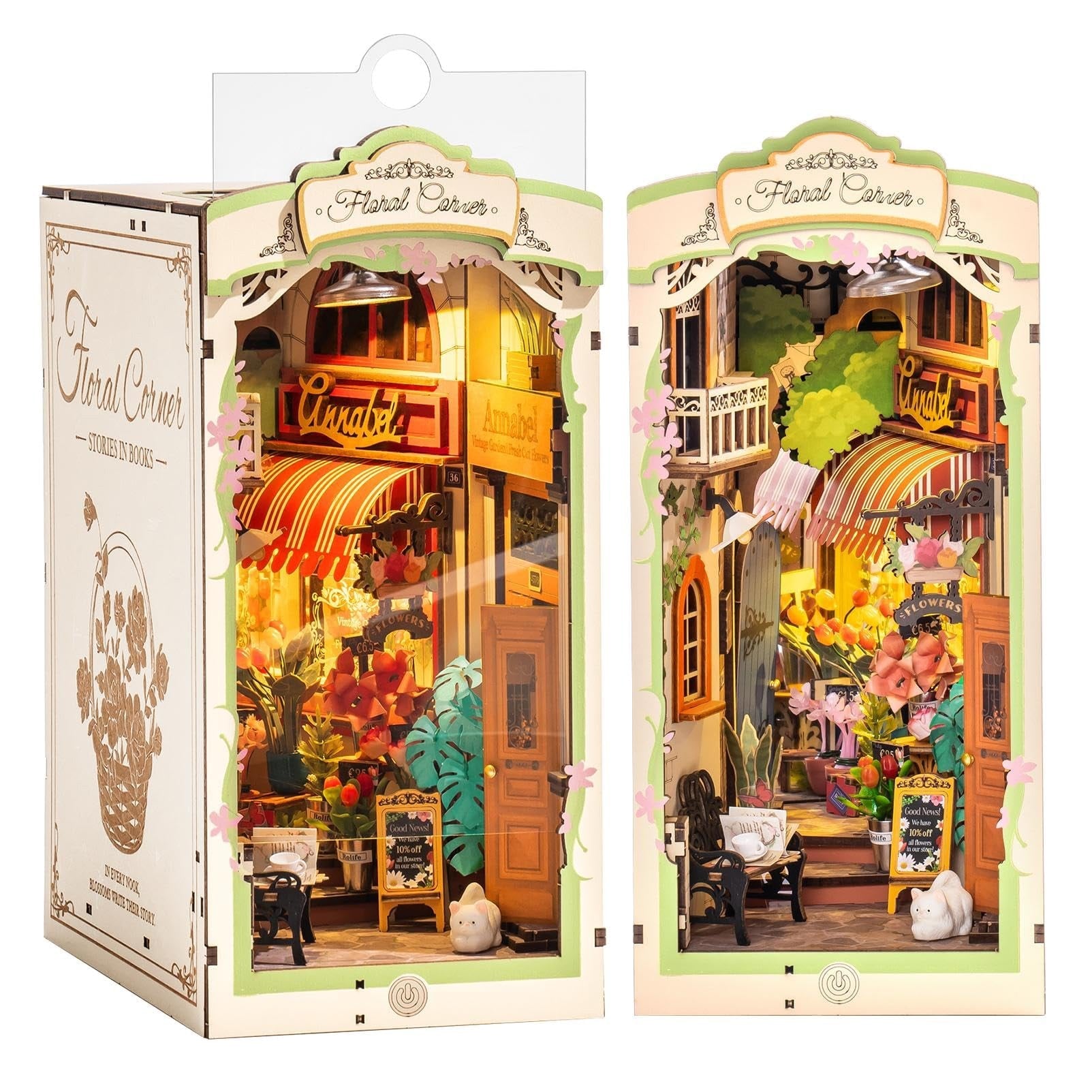 Diy 3D Book Nook Kit Floral Corner 164Pcs